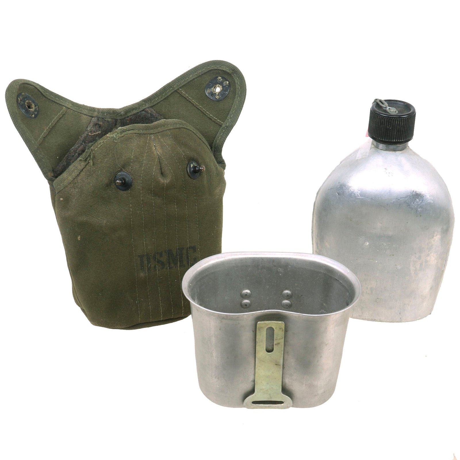 Buy Original U.S. Korean War Era US Marine Corps 1952 Dated USMC Marked M1910 Canteen Cover and 1945 Dated Canteen with 1949 Dated Cup | Original Firearms Antique For Sale