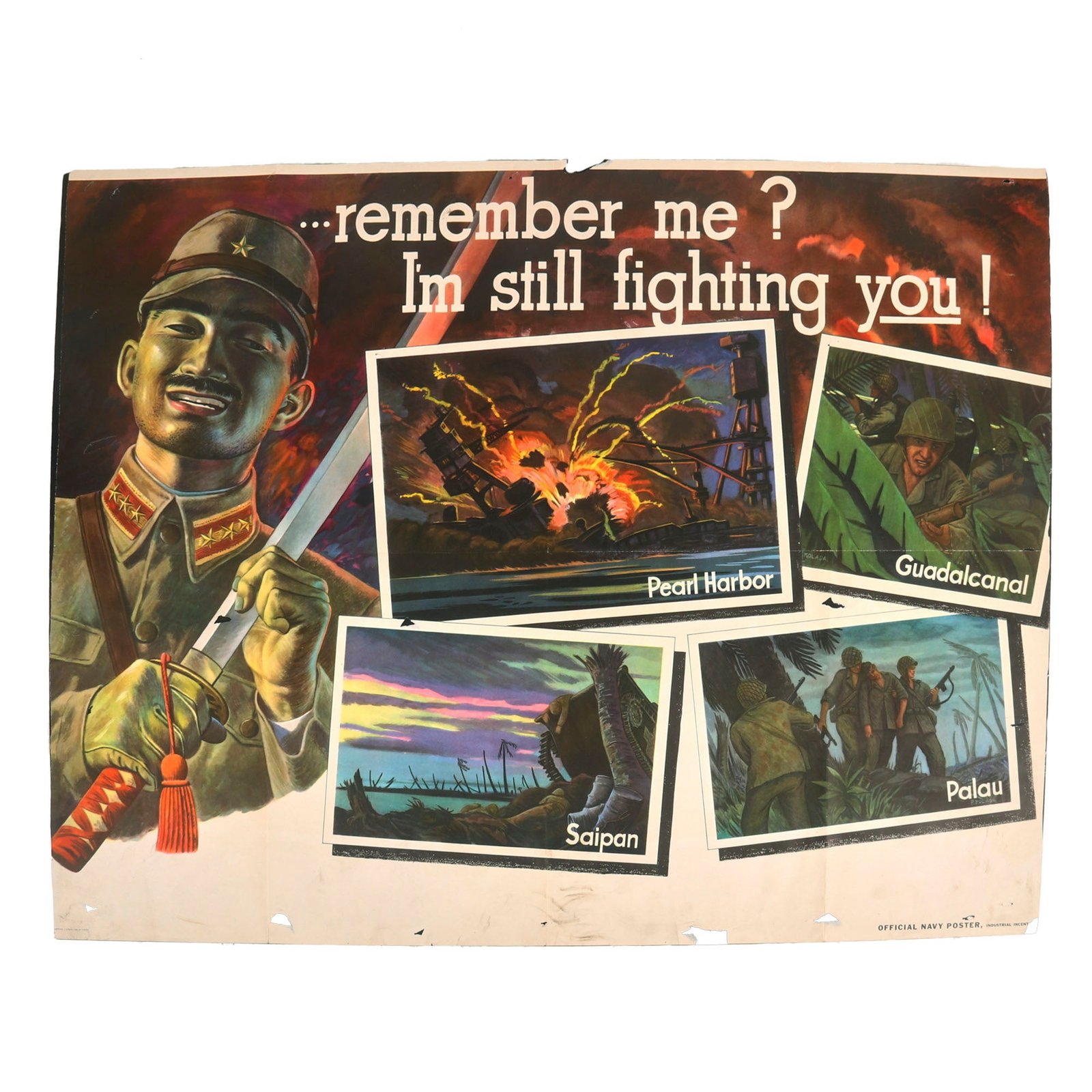 Buy Original U.S. WWII Anti-Japanese Propaganda Poster 1944 - Remember Me? I’m Still Fighting You! - 36" x 28 ½” | Original Firearms Antique For Sale
