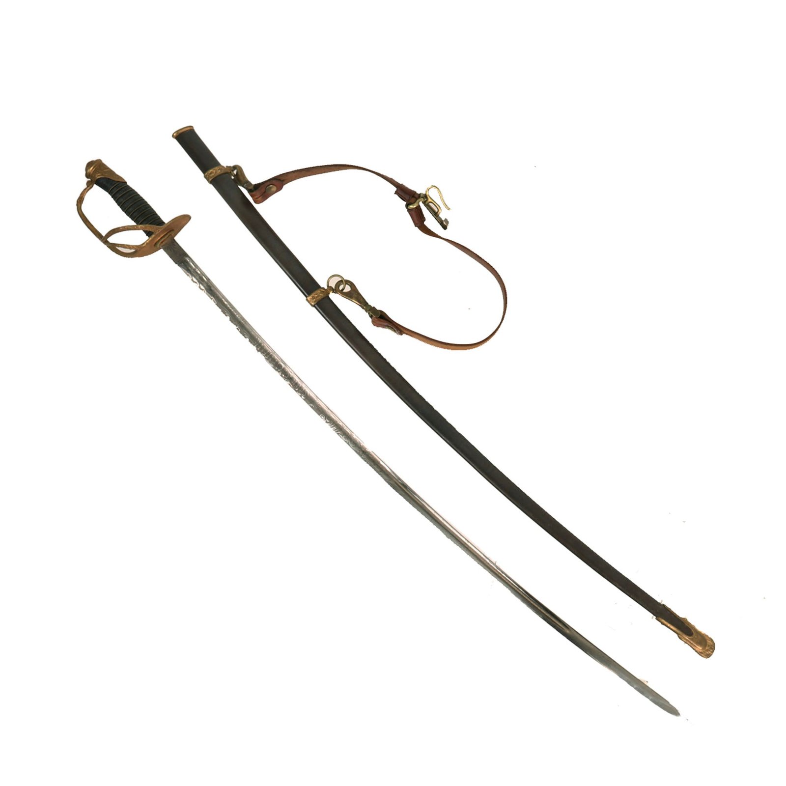 Buy Original U.S. Named M-1872 Light Cavalry Officer’s Saber by J.H. McKenney with Scabbard and Leather Hanger | Original Firearms Antique For Sale