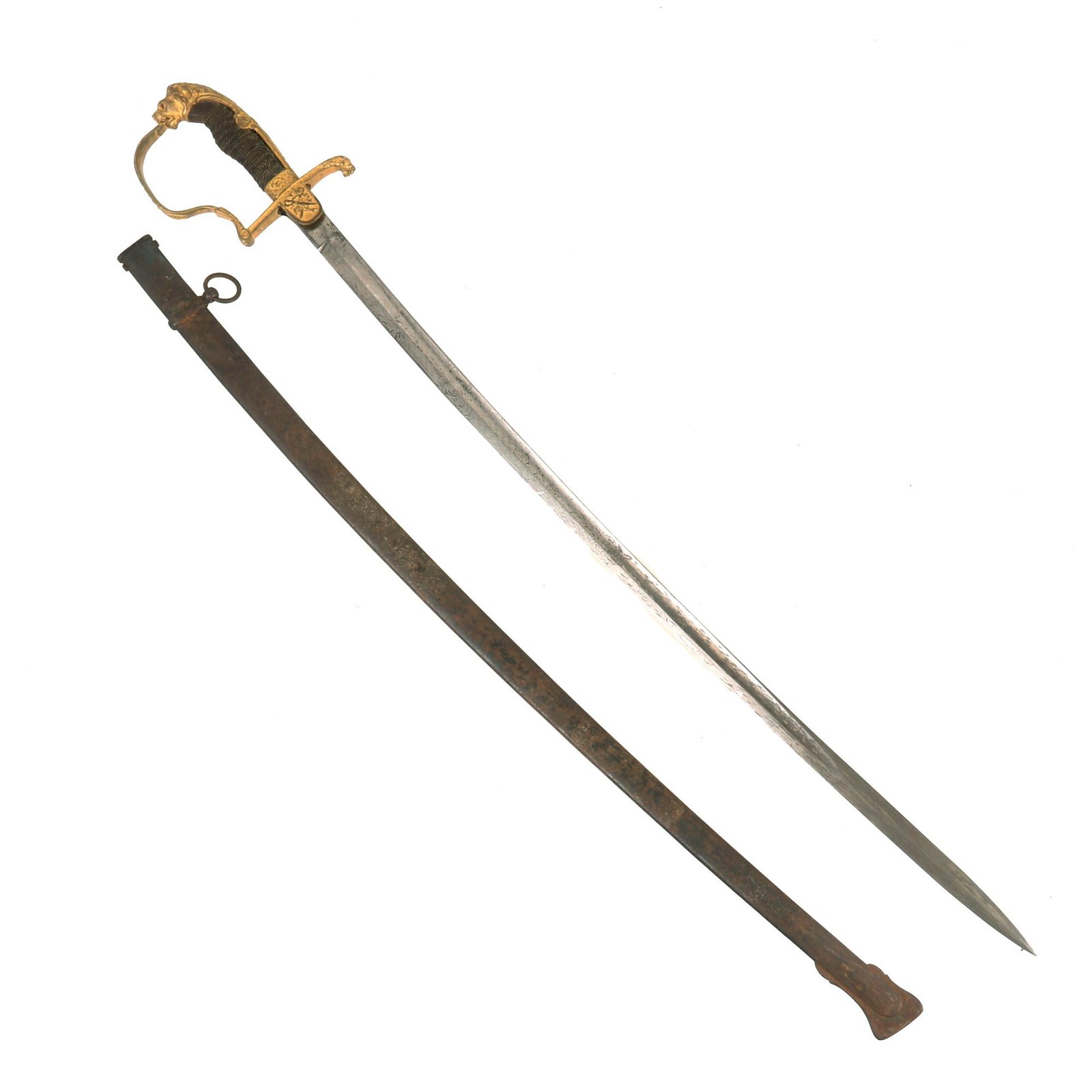 Buy Original Imperial German WWI Army Officer's Lion Head Sword by Clemen & Jung  with Scabbard | Original Firearms Antique For Sale