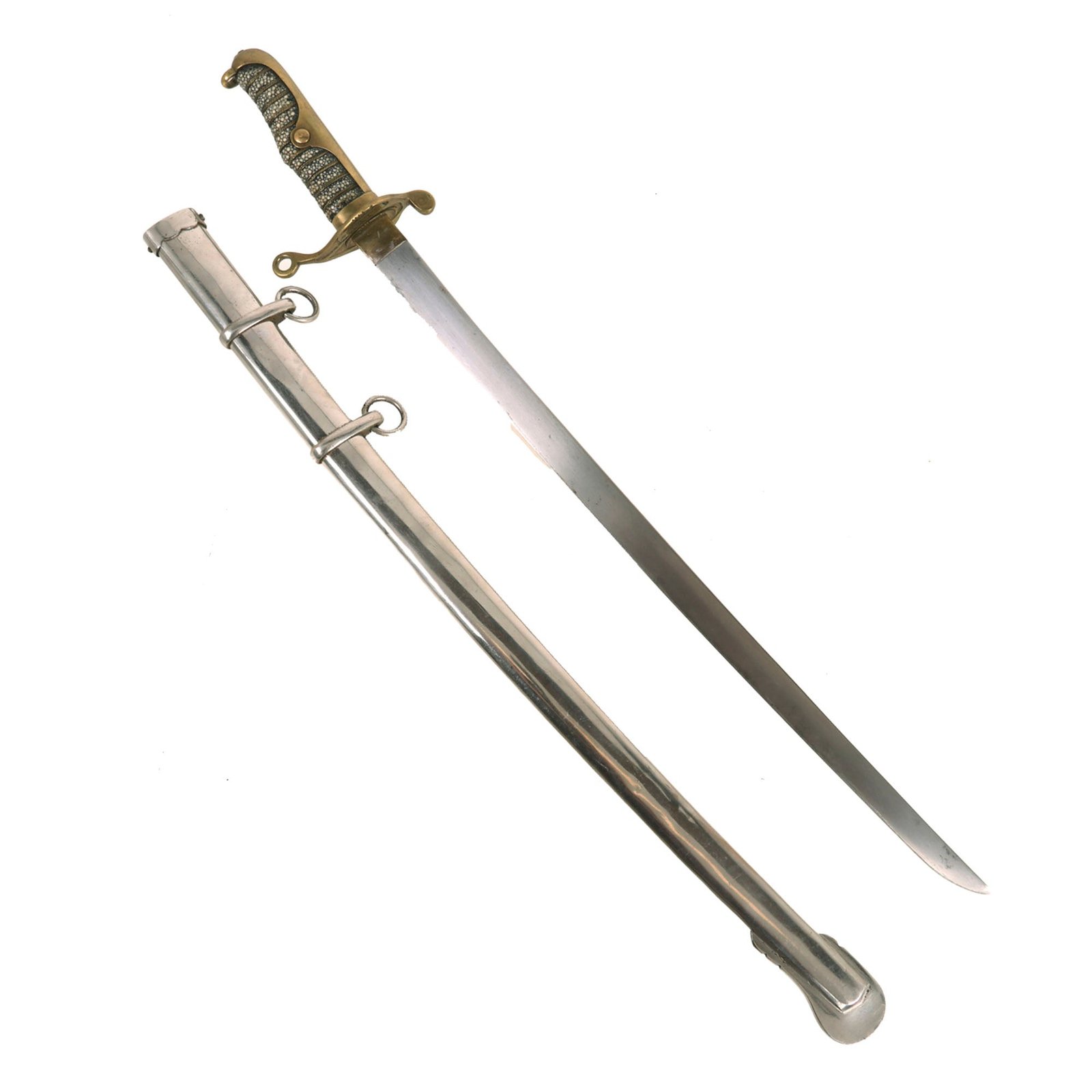 Buy Original Japanese WWII Patrolman & Sergeant's Police Sword - Third Type with Plated Scabbard | Original Firearms Antique For Sale