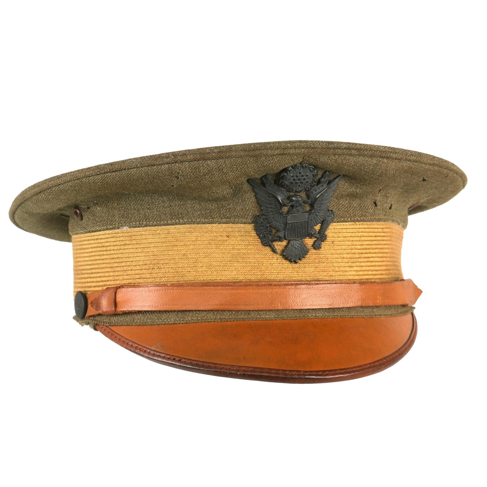 Buy Original U.S. WWI Model 1910 Wool Officer’s Peaked Visor Cap - Approximate Size 6 | Original Firearms Antique For Sale