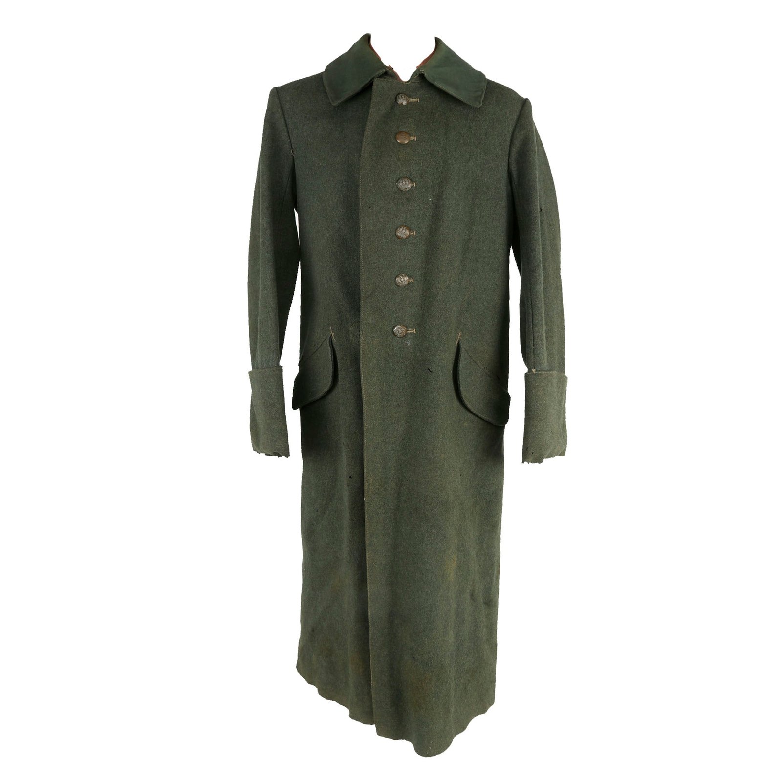 Buy Original Rare Imperial German WWI Prussian EM/NCO Feldgrau M-1915 Wool Greatcoat - Service Used | Original Firearms Antique For Sale