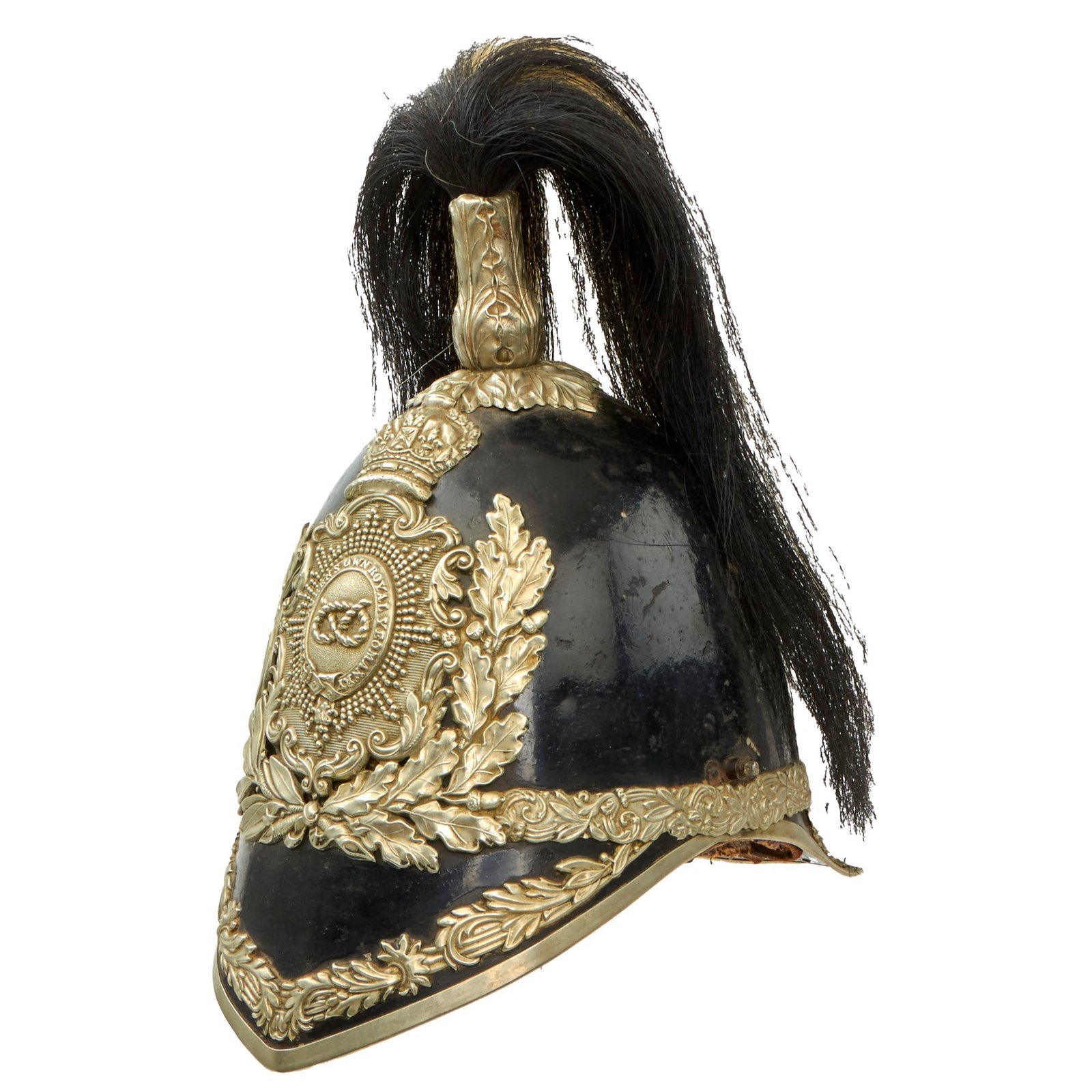 Buy Original British Victorian P-1847 Dragoon Style “Albert” Helmet for The Queen’s Own Royal Yeomanry (Staffordshire Yeomanry) Light Cavalry Regiment with Black Plume - 1860-1870s Era | Original Firearms Antique For Sale