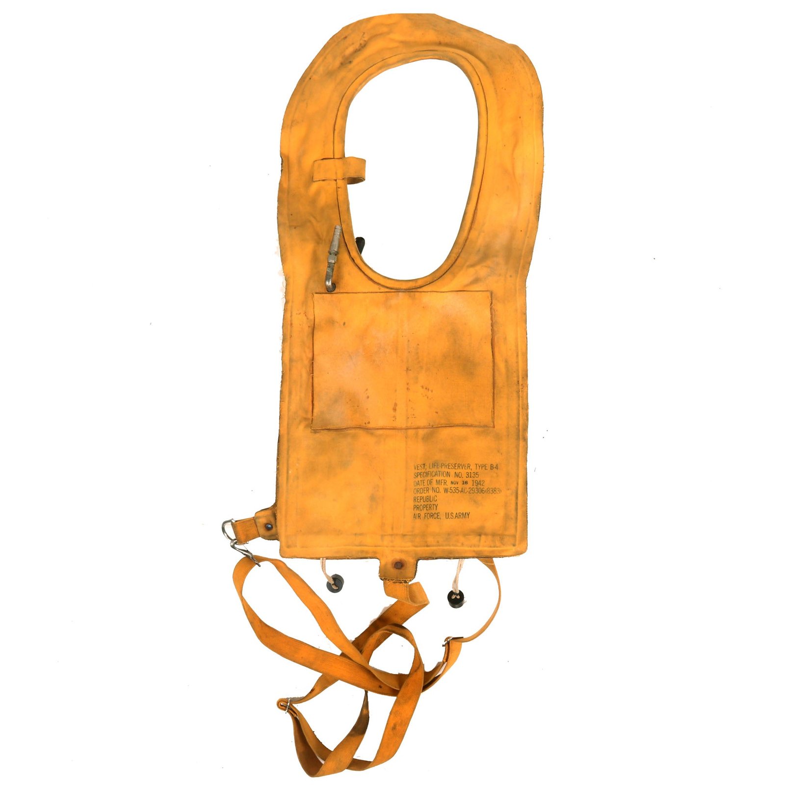 Buy Original Scarce Early Date U.S. WWII USAAF Mae West Pneumatic Life Vest by Republic - Dated Nov. 16 1942 | Original Firearms Antique For Sale