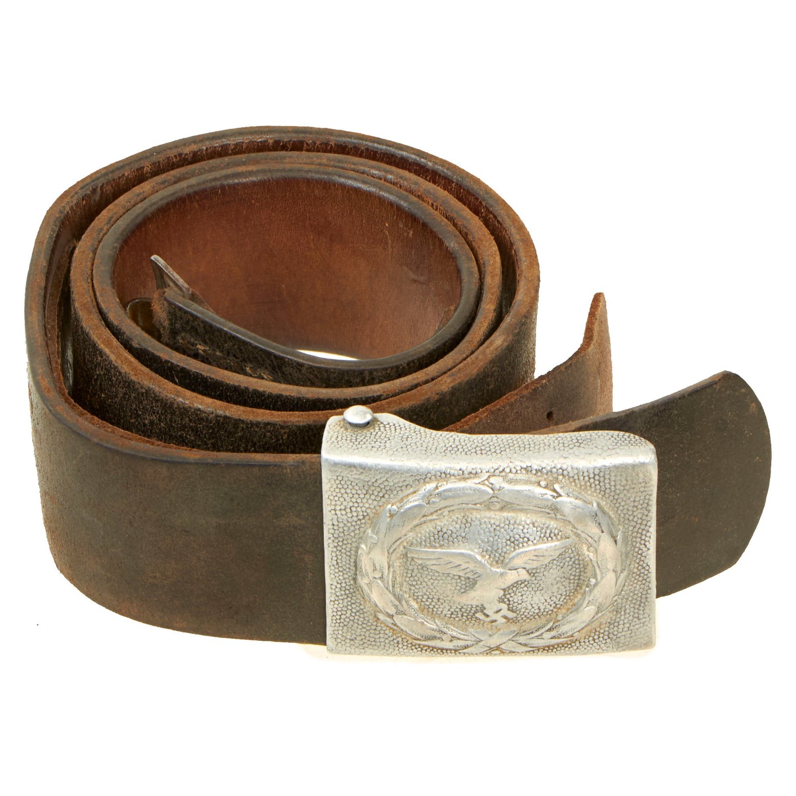 Buy Original German WWII EM/NCO Luftwaffe Belt with Pebbled Aluminum Buckle by Rare Maker Lind & Meyrer - dated 1939 | Original Firearms Antique For Sale