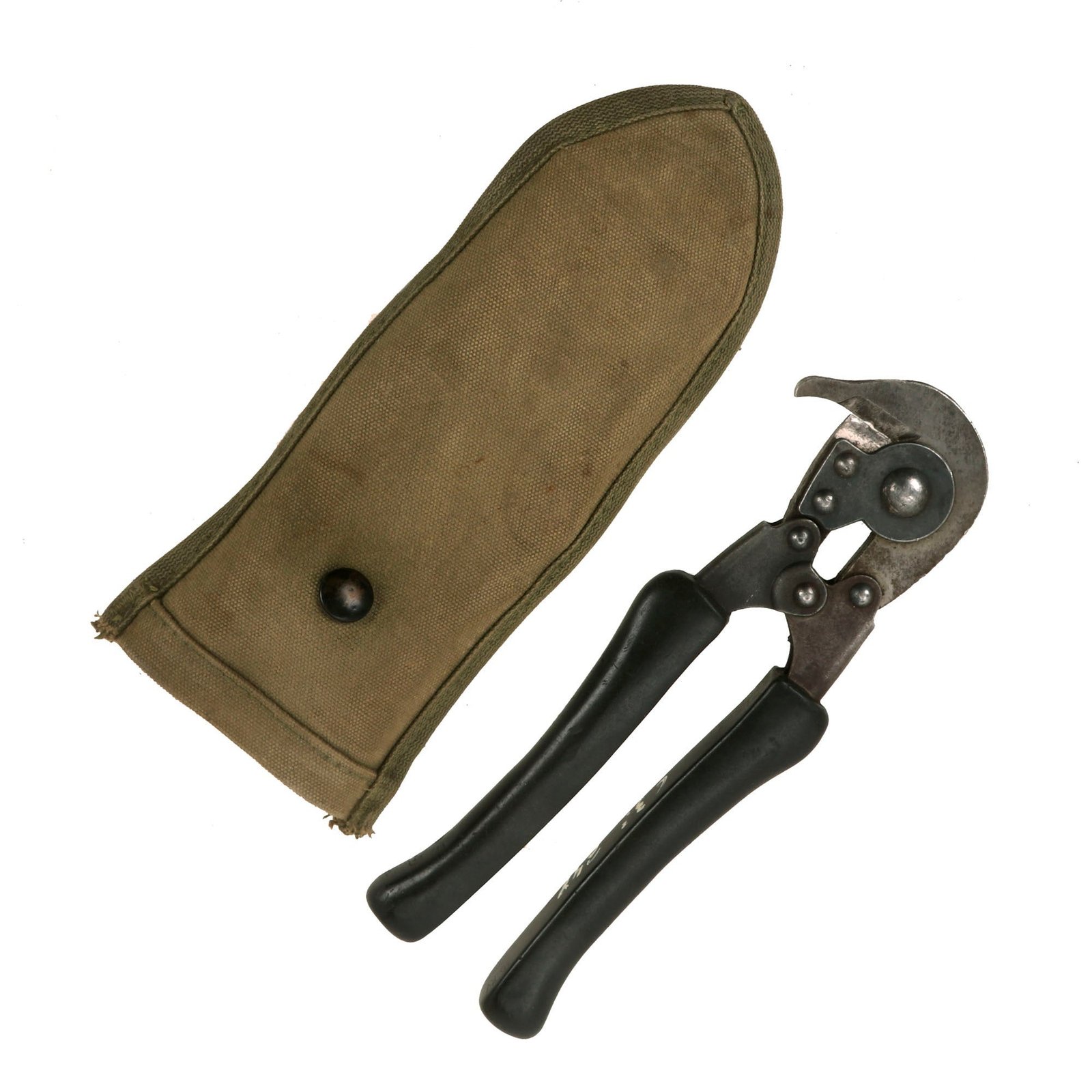 Buy Original U.S. WWII Era M-1938 Wire Cutters With USMC Pattern Canvas Carrier With Front Button Snap (No Flap) | Original Firearms Antique For Sale