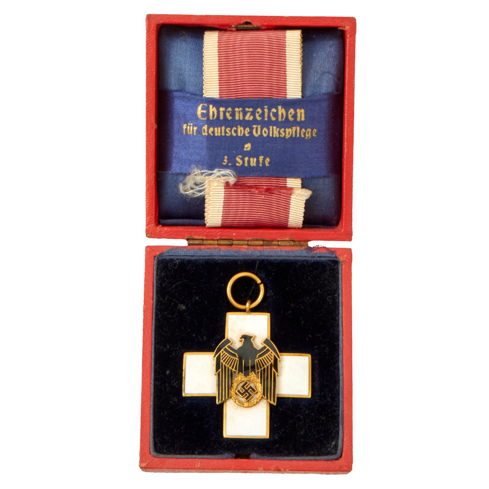 Buy Original German WWII Cased DRK Social Welfare Decoration 3rd Class with Ribbon by Gebrüder Godet | Original Firearms Antique For Sale
