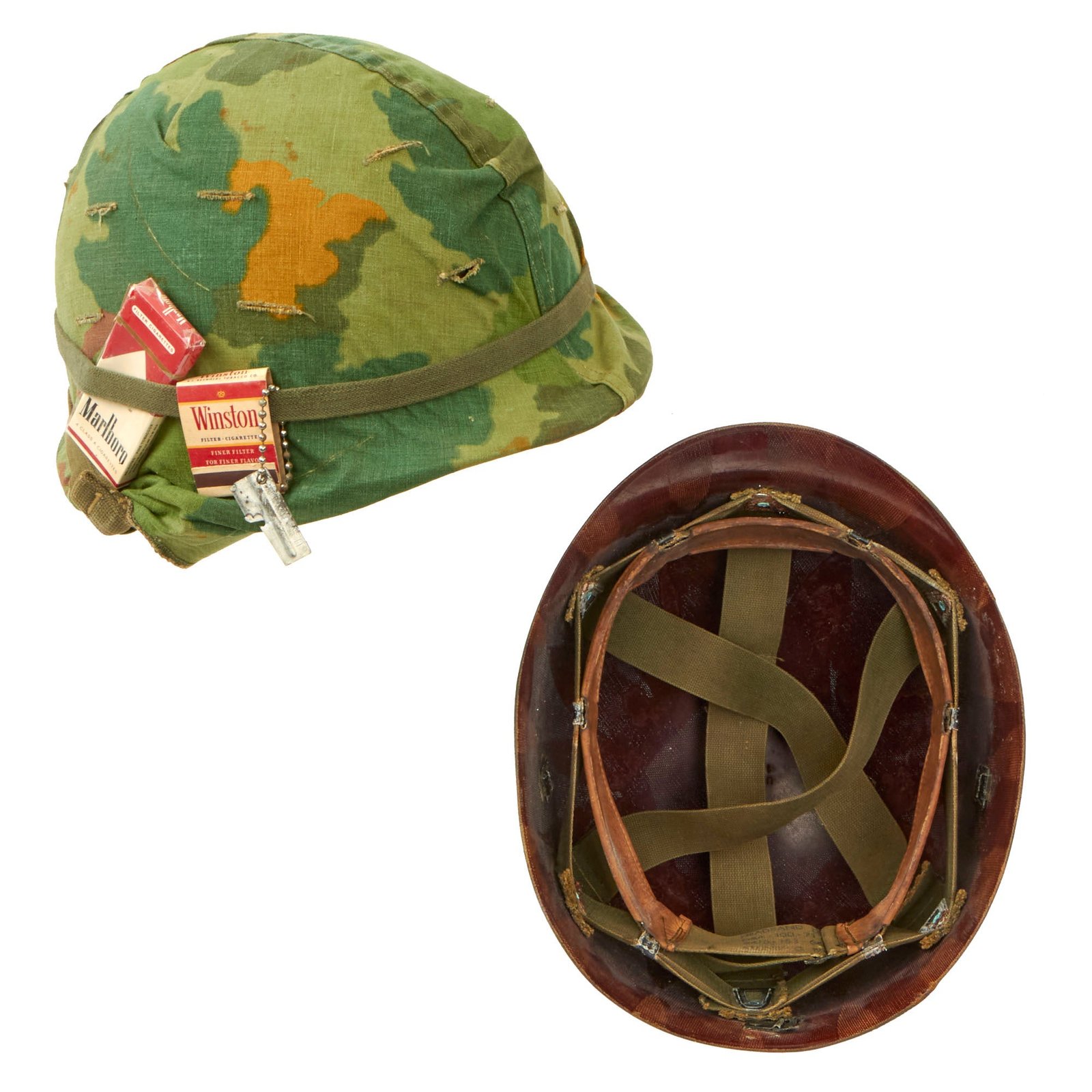 Buy Original U.S. Vietnam War M1 Helmet with 1965 Dated Camouflage Cover and Liner | Original Firearms Antique For Sale