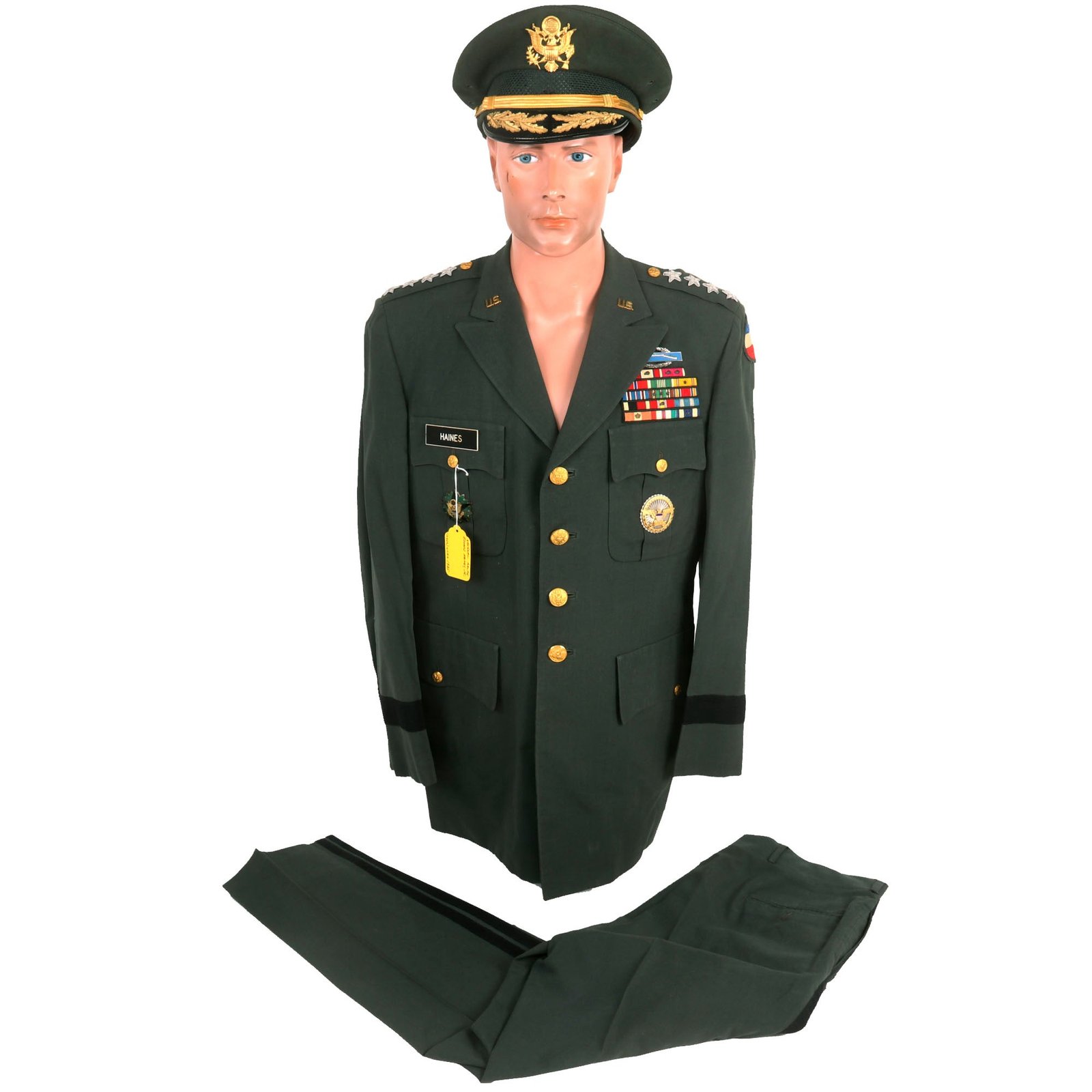 Buy Original U.S. Vietnam War Army General Ralph E. Haines Jr. Class A Green Service Uniform With Visor - Army’s Oldest General At Time of Death | Original Firearms Antique For Sale