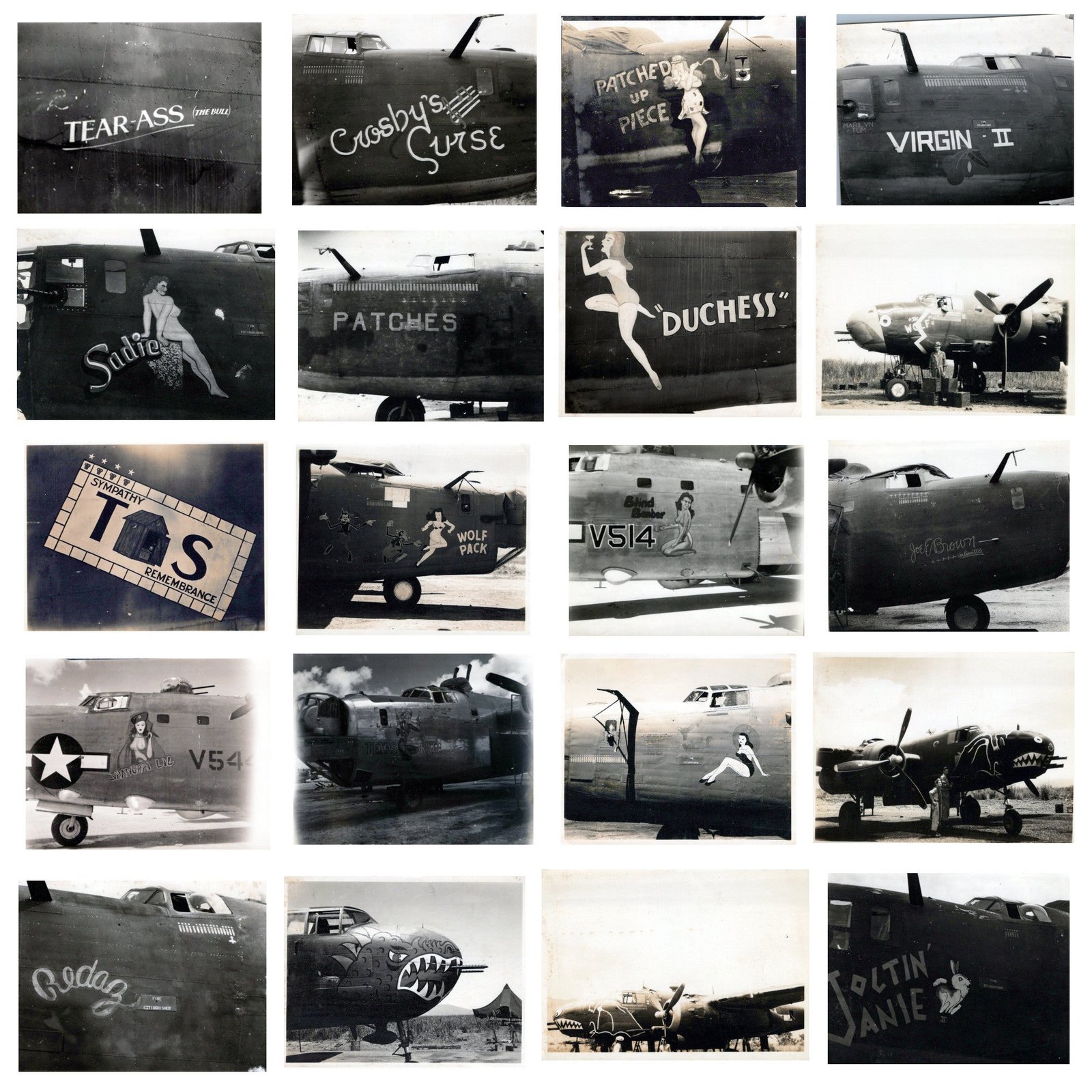 Buy Original U.S. WWII B-17, B-24, & Other Bomber Aircraft Nose Art Photograph Collection 4”x5” - 20 Photos | Original Firearms Antique For Sale