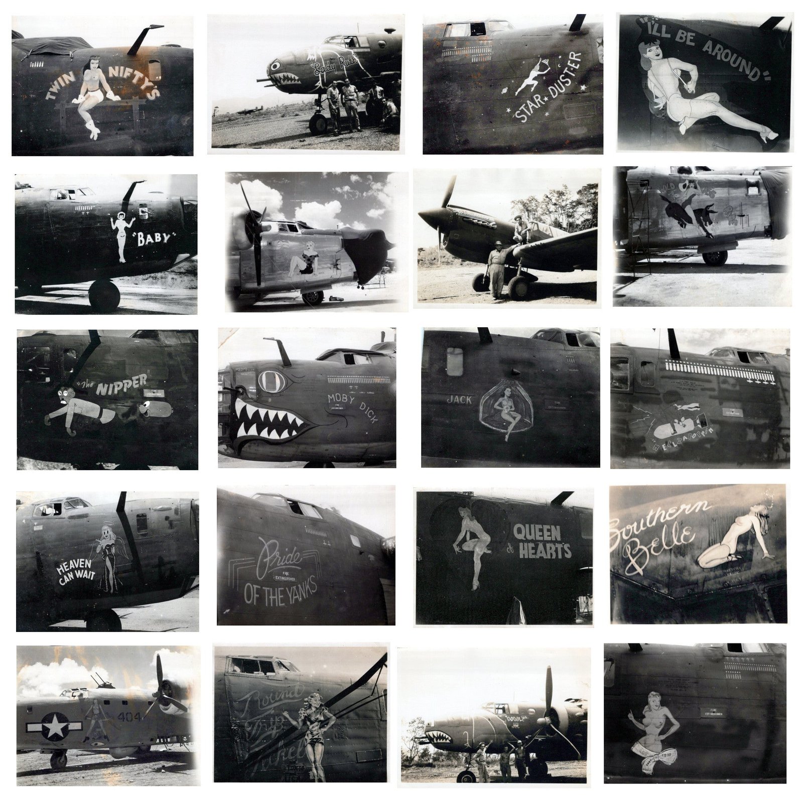 Buy Original U.S. WWII B-17 B-24 Bomber & Fighter Aircraft Nose Art Photograph Collection 4”x5” - 20 Photos | Original Firearms Antique For Sale