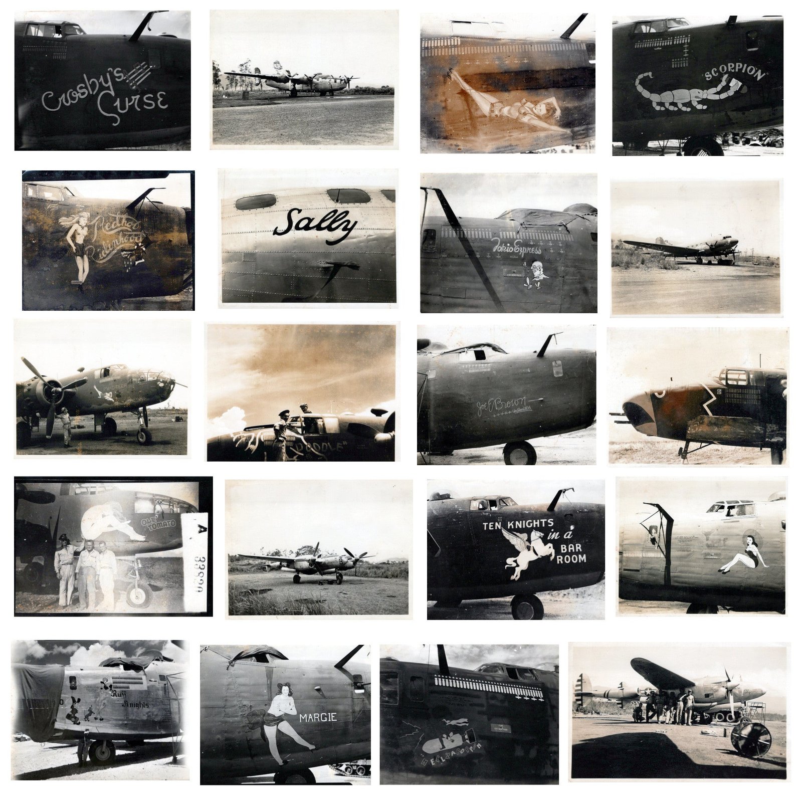 Buy Original U.S. WWII B-17, B-24, & Other Bomber Aircraft Nose Art Photograph Collection 4”x5” - 20 Photos | Original Firearms Antique For Sale