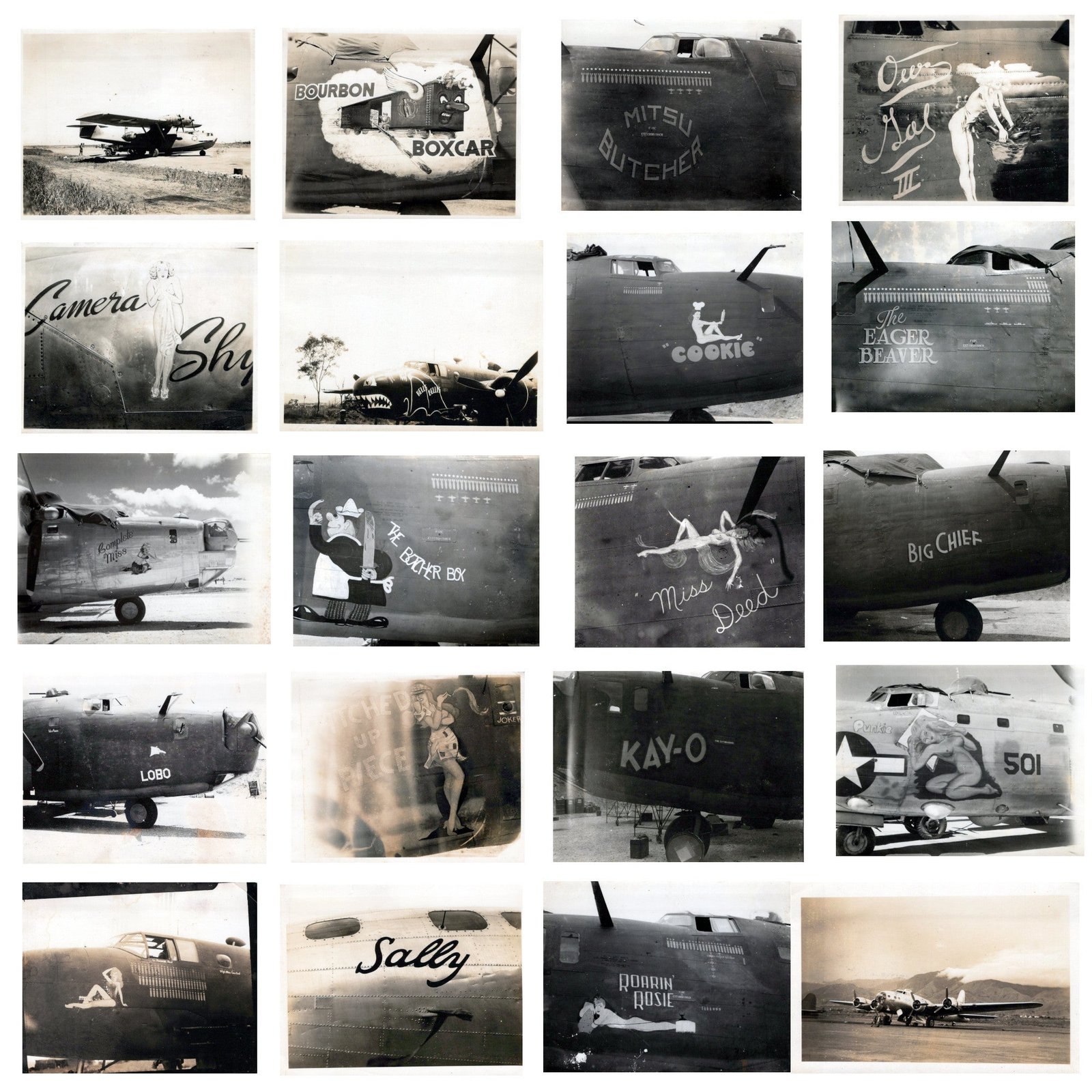 Buy Original U.S. WWII B-17 B-24 Bomber Aircraft Nose Art Photograph Collection 4”x5” - 20 Photos | Original Firearms Antique For Sale