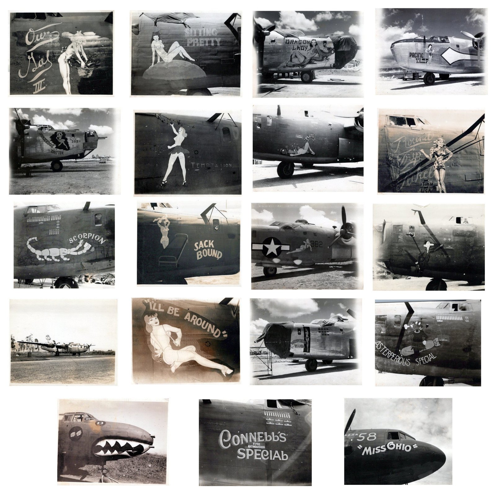 Buy Original U.S. WWII B-17 B-24 Bomber Aircraft Nose Art Photograph Collection 4”x5” - 19 Photos | Original Firearms Antique For Sale