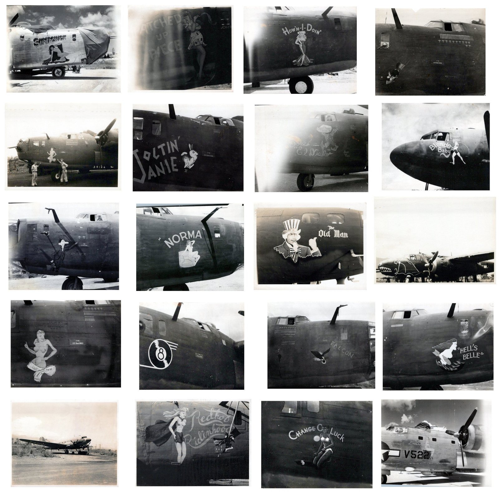 Buy Original U.S. WWII B-17 B-24 Bomber Aircraft Nose Art Photograph Collection 4”x5” - 20 Photos | Original Firearms Antique For Sale