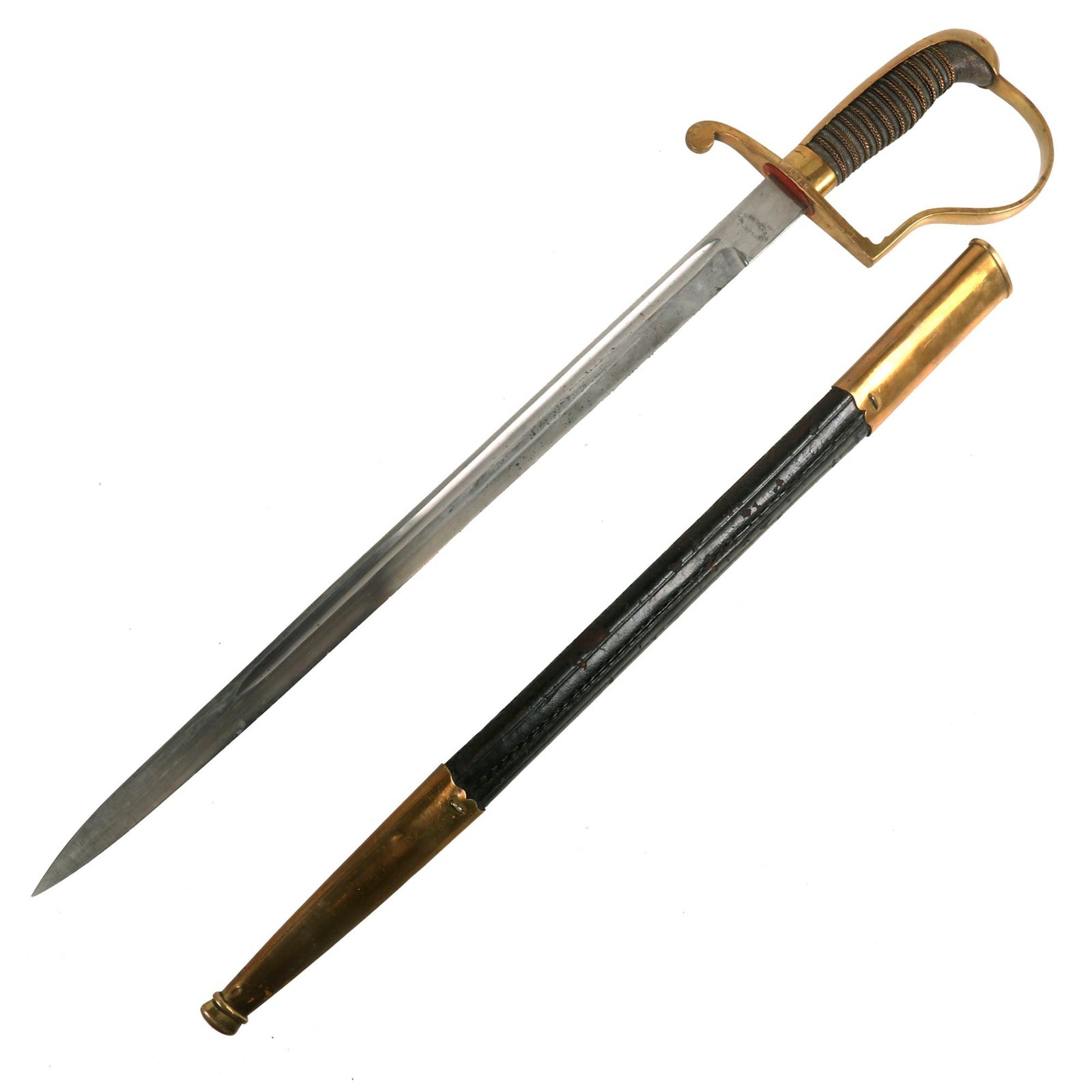 Buy Original Imperial German WWI Brass Fit Era Hanger or Short Hunting Sword by Hast & Uhthoff with Scabbard | Original Firearms Antique For Sale