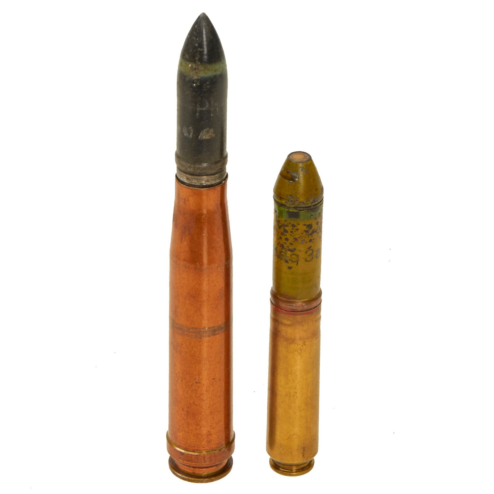 Buy Original German WWII Inert Pair of Artillery Rounds - 20x138 & 20x80 | Original Firearms Antique For Sale