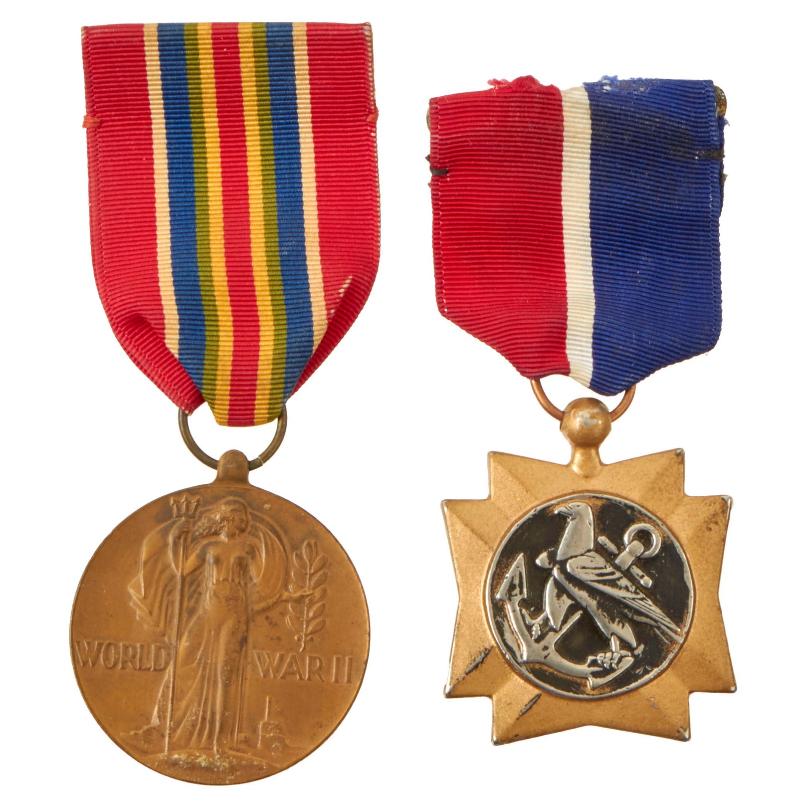 Buy Original U.S. WWII United States Merchant Marine Medal Lot - (2) Items | Original Firearms Antique For Sale