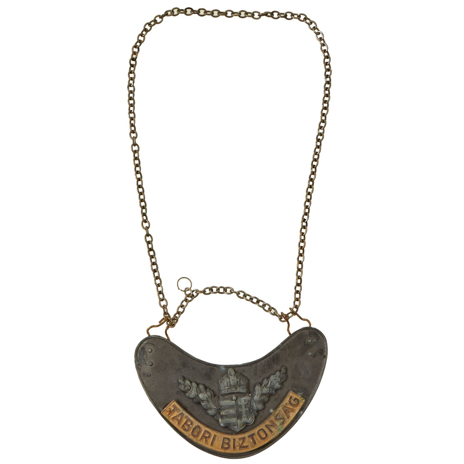 Buy Original WWII Hungarian Military Police Tábori Biztonság Gorget with Chain - Period Repaired | Original Firearms Antique For Sale
