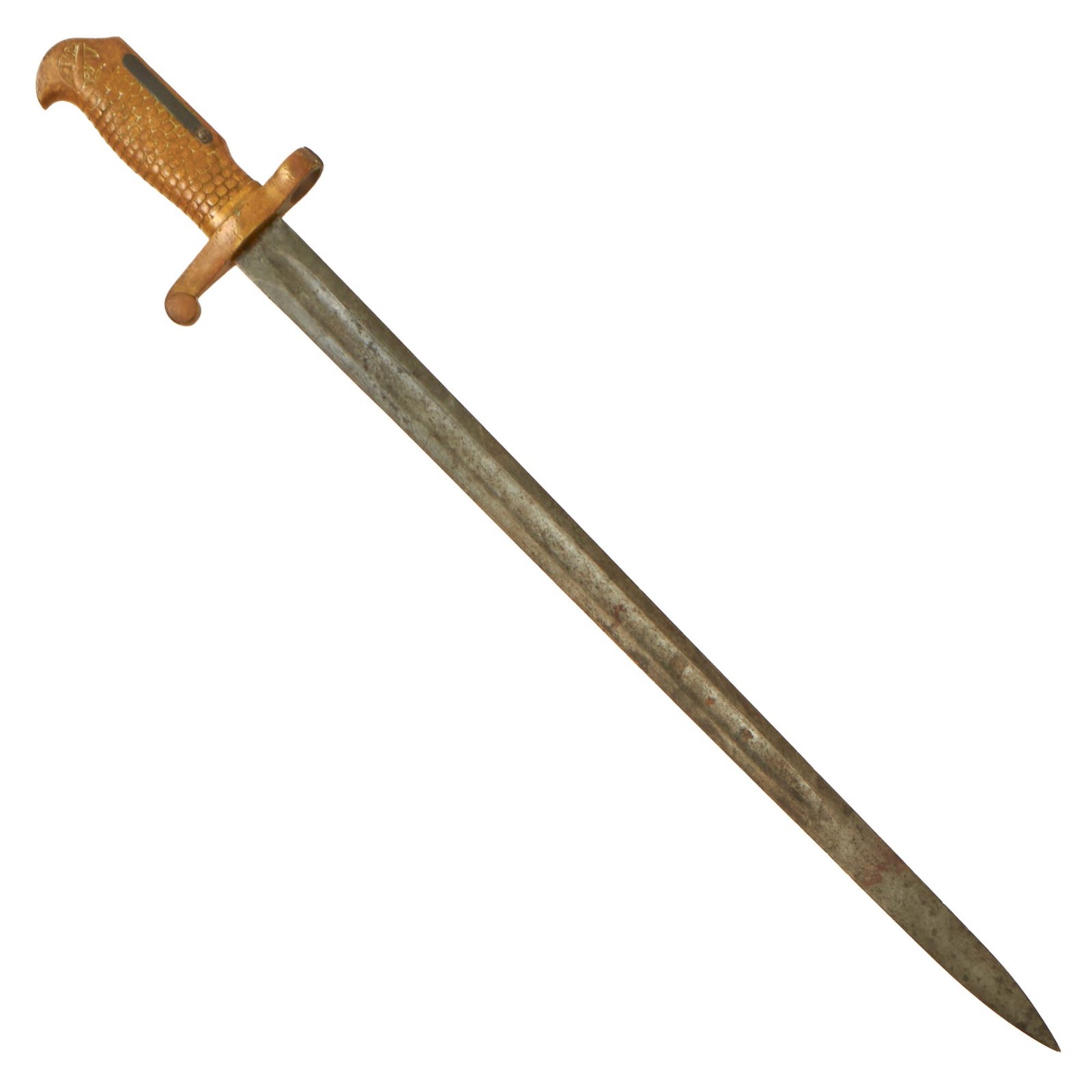 Buy Original U.S. Navy M-1870 Type 2 Brass Hilted Bayonet by Ames Dated 1871 - M1870 Rolling Block | Original Firearms Antique For Sale