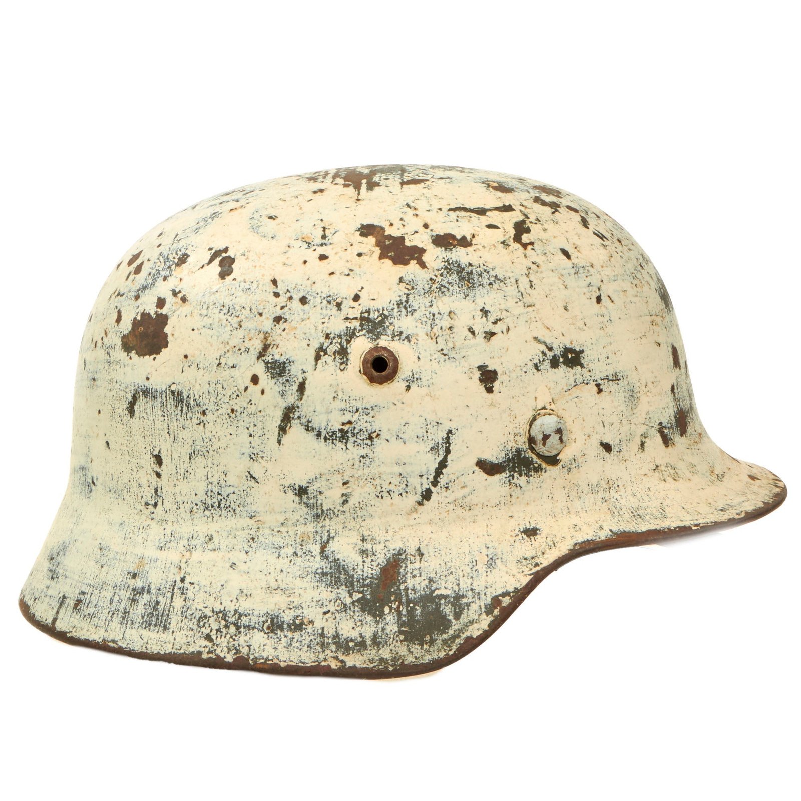 Buy Original Rare German WWII M40 Winter Field Camouflage Steel Helmet with 58cm Liner and Chinstrap - Marked ET66 | Original Firearms Antique For Sale