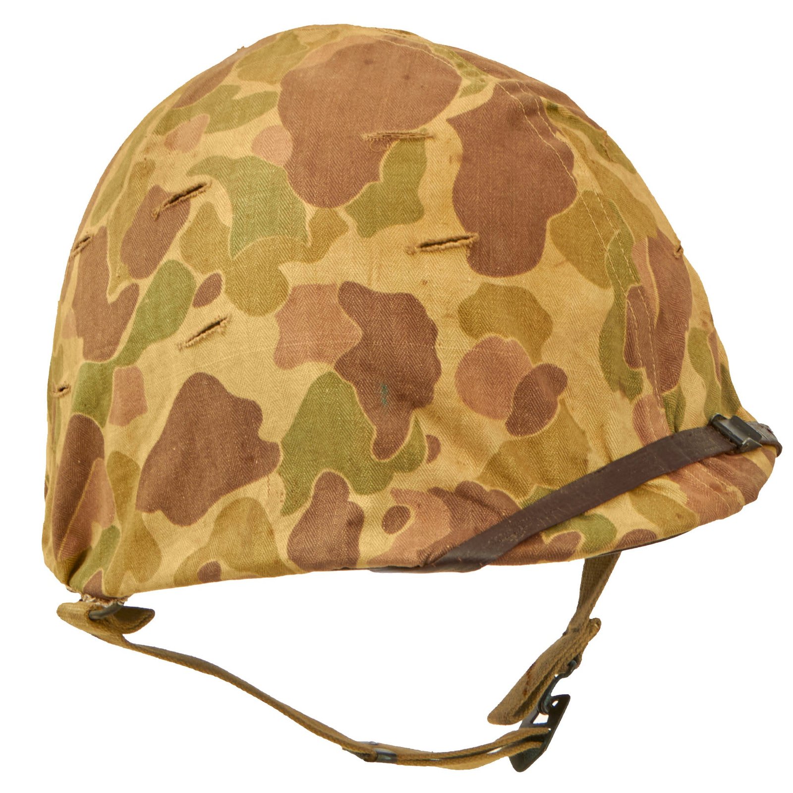Buy Original U.S. WWII USMC M1 Helmet Complete with Westinghouse Liner and 2nd Pattern USMC Camouflage “Frogskin” Cover - Untouched | Original Firearms Antique For Sale
