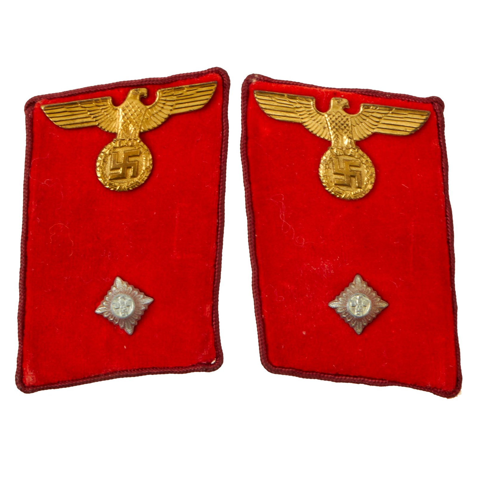 Buy Original German WWII NSDAP Regional District Work Leader Matched Pair of Collar Tabs - Arbeitsleiter | Original Firearms Antique For Sale