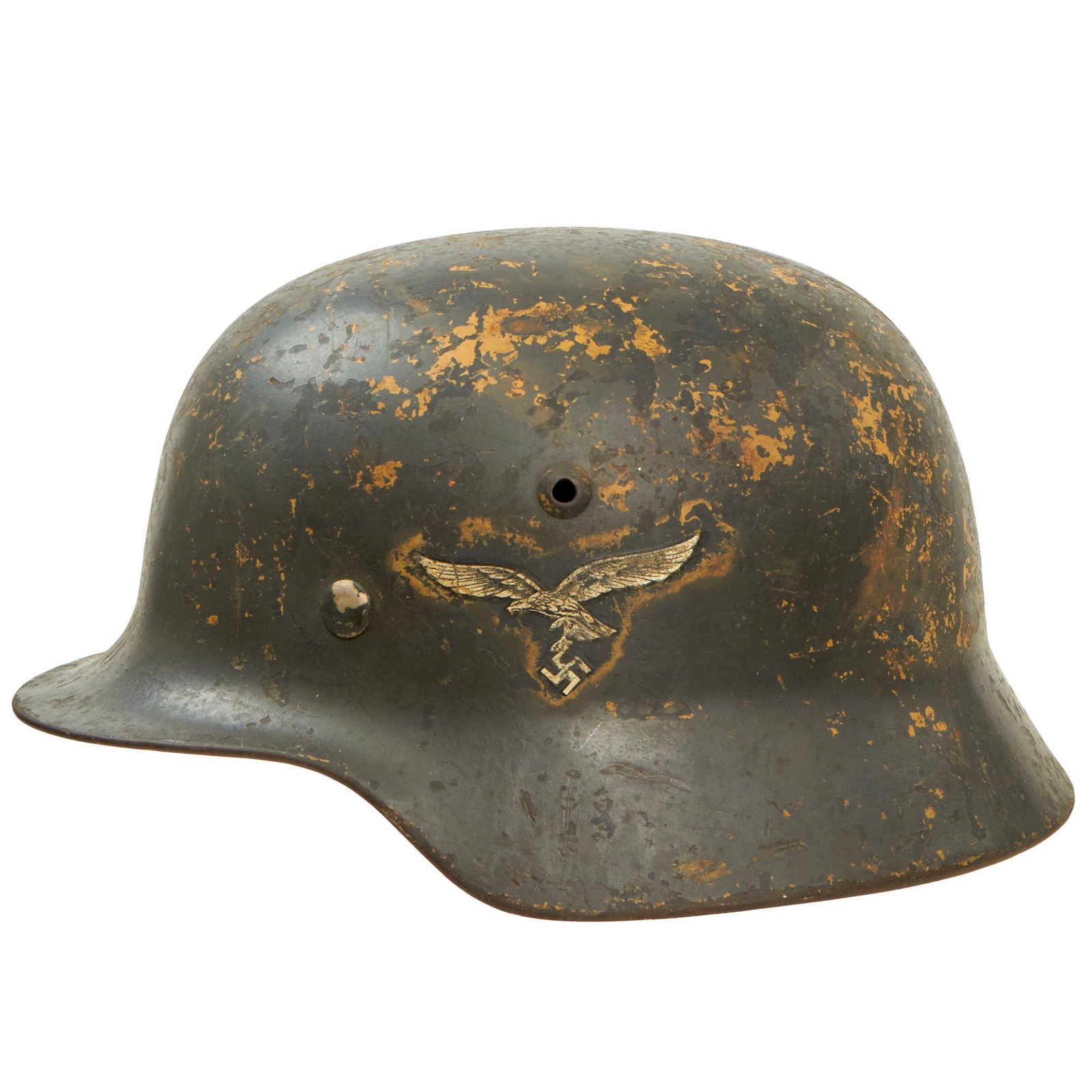 Buy Original German WWII Luftwaffe Named Double Decal Repainted Afrikakorps Tropical M35 Steel Helmet with 58cm Liner - SE66 | Original Firearms Antique For Sale