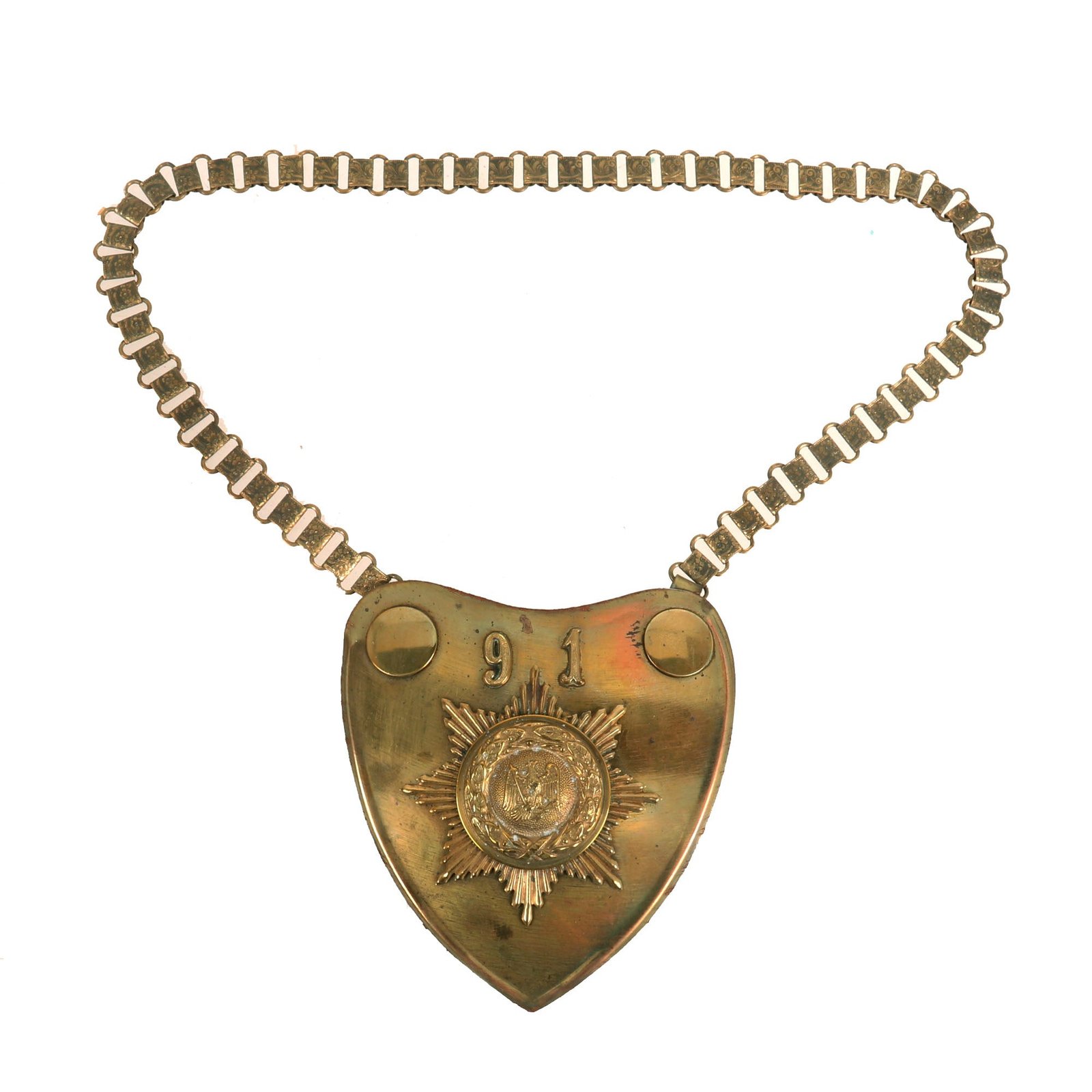 Buy Original Rare German WWII Early Prussian Civic Police Standard Bearer's Gorget with Neck Chain | Original Firearms Antique For Sale