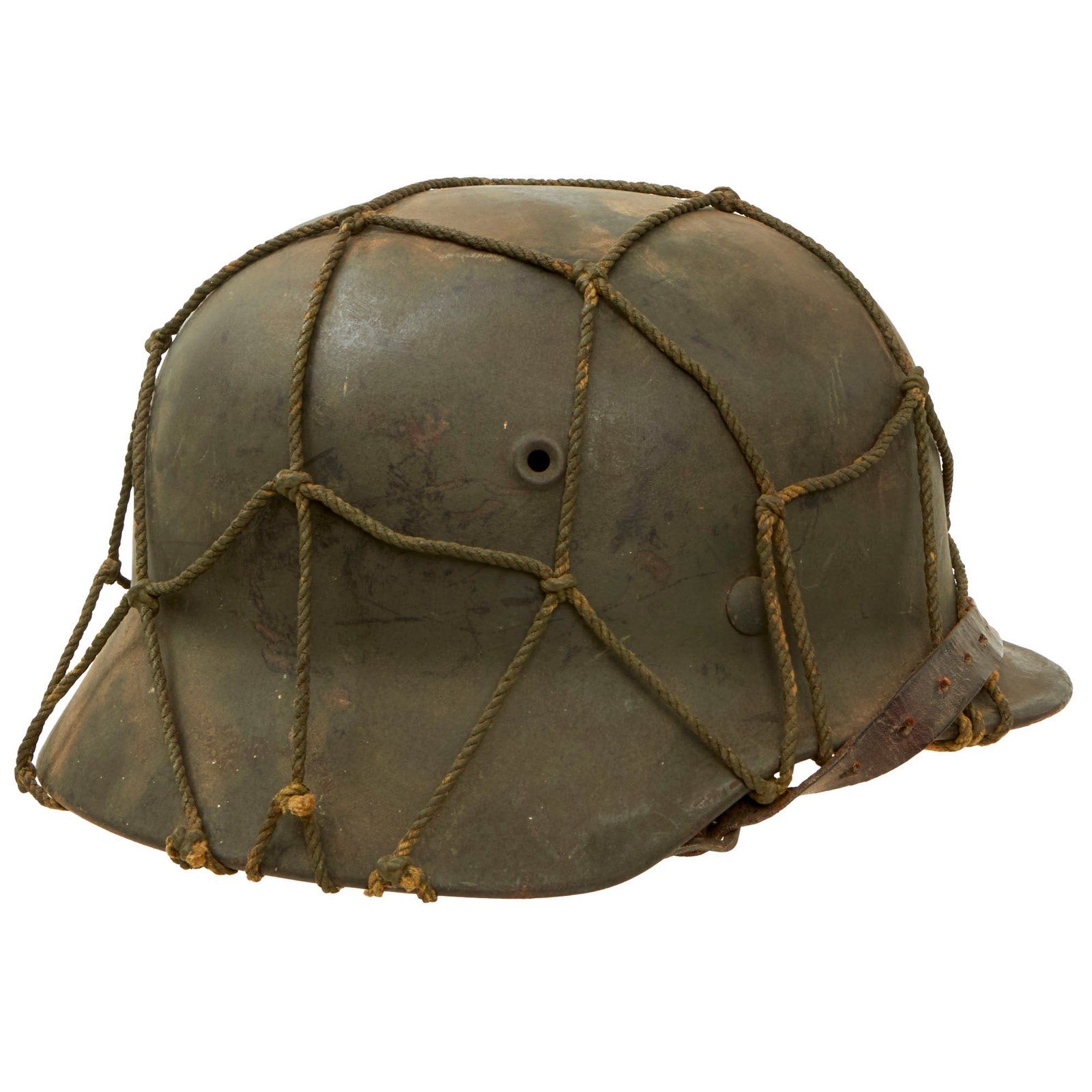 Buy Original German WWII Complete M40 Army Heer Helmet with Period Applied Foliage Net - Stamped EF62 | Original Firearms Antique For Sale