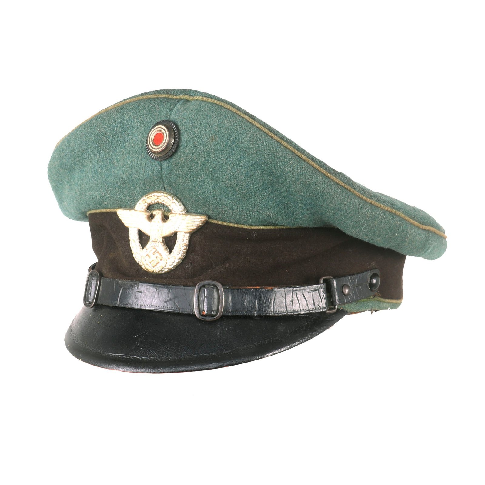 Buy Original German WWII Schutzpolizei Protection Police NCO's Schirmmütze Visor Crush Cap | Original Firearms Antique For Sale