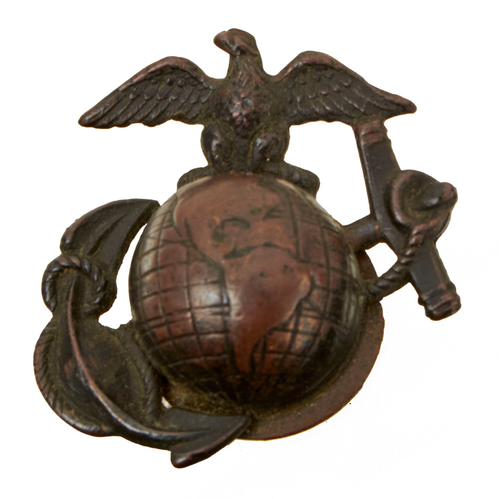 Buy Original U.S. WWI USMC EGA Eagle Globe Anchor Hat Device with Fastener & Washer | Original Firearms Antique For Sale