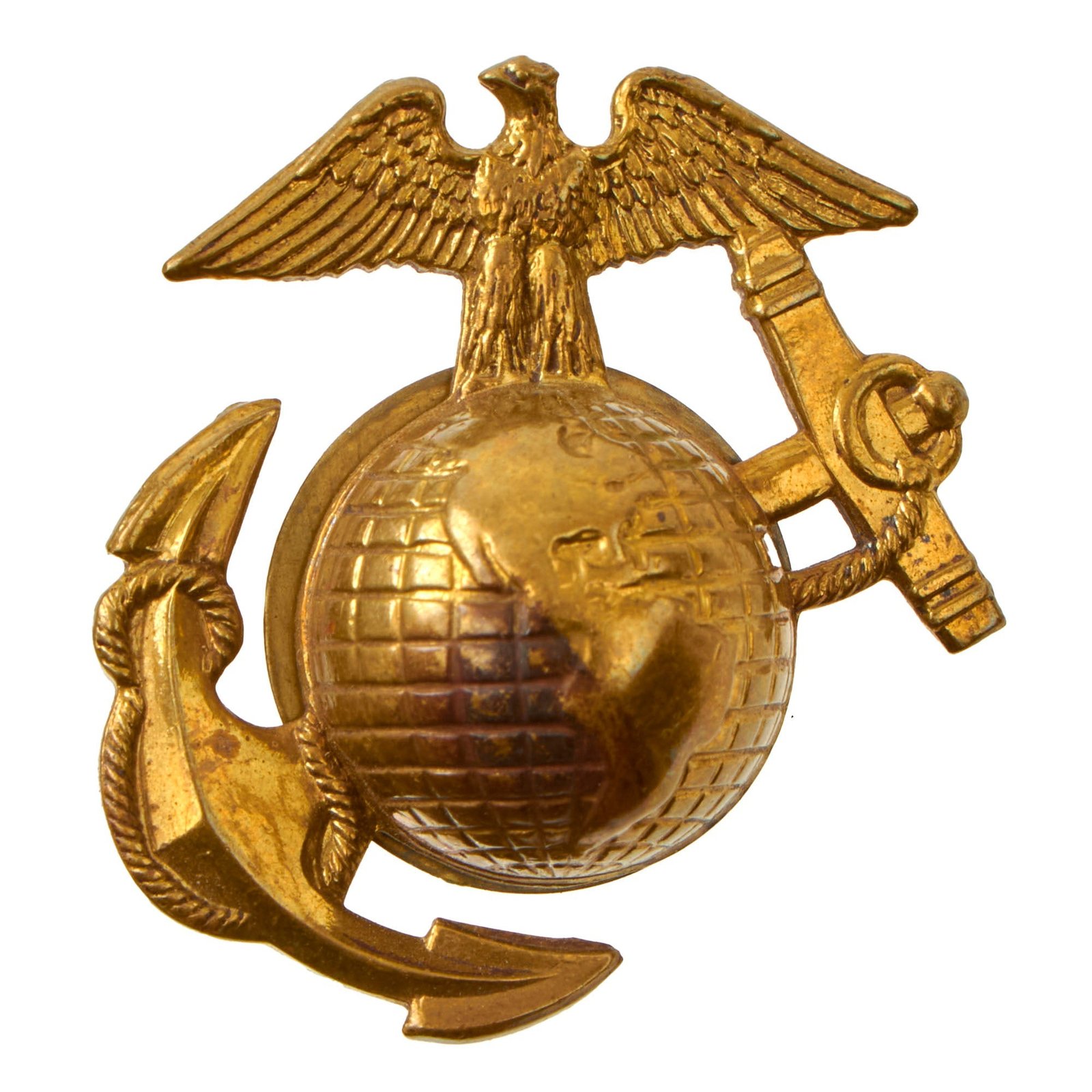 Buy Original U.S. WWI USMC EGA Eagle Globe Anchor Hat Device with Fastener & Washer | Original Firearms Antique For Sale