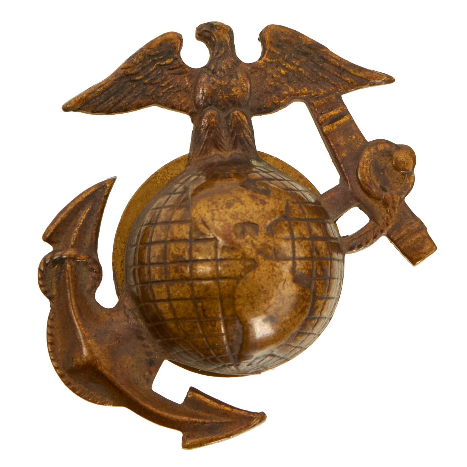 Buy Original U.S. WWI USMC EGA Eagle Globe Anchor Hat Device with Fastener & Washer | Original Firearms Antique For Sale