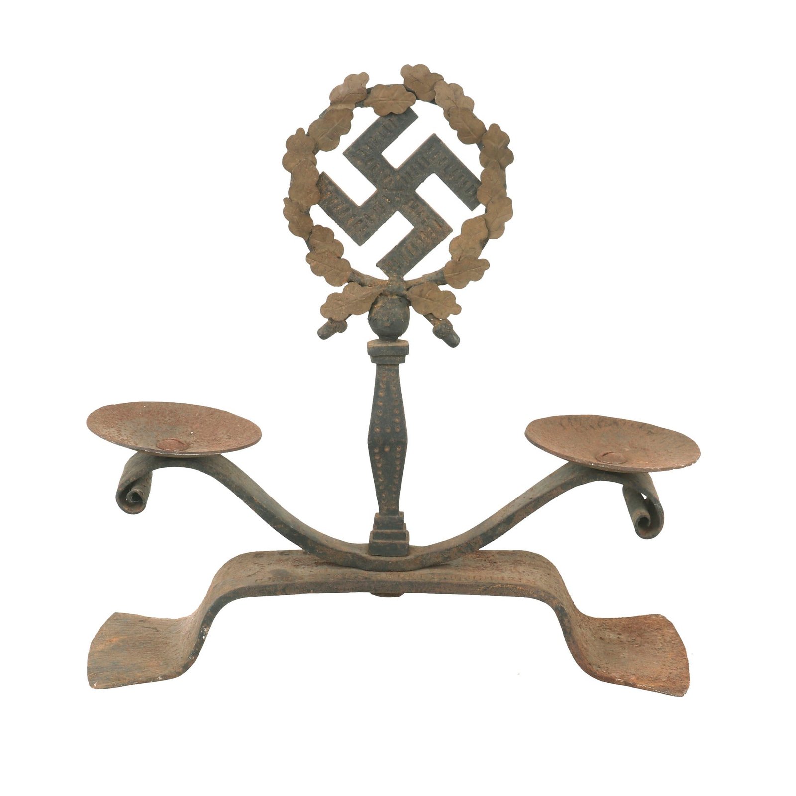 Buy Original German WWII Austrian Kleinkirchheim Souvenir Wrought Iron Scale Candle Holder by S. Pertl St. Oswald - 1942 Dated | Original Firearms Antique For Sale