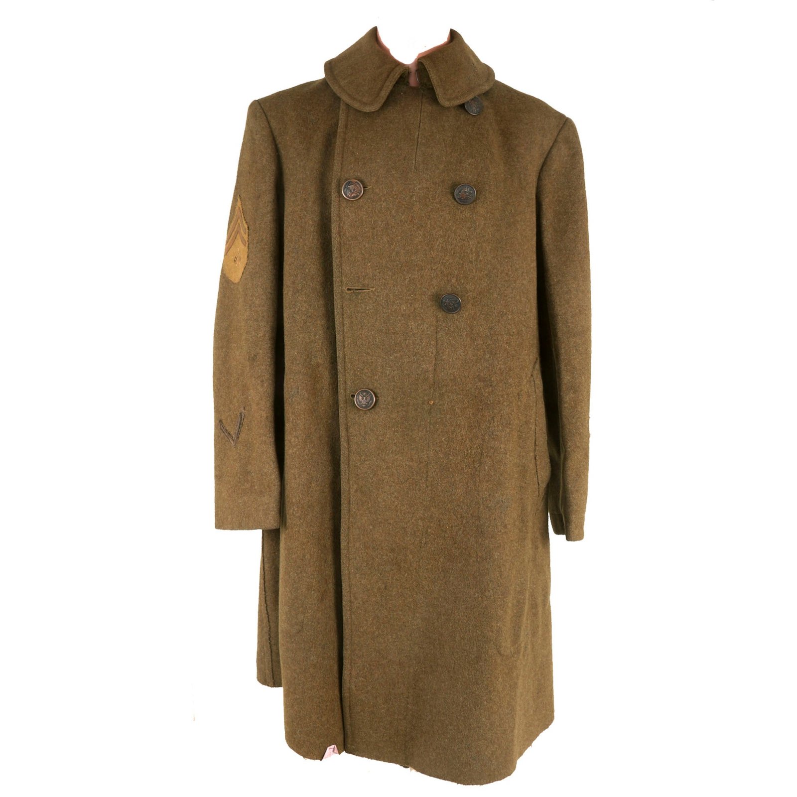 Buy Original U.S. WWI Excellent 77th “Liberty” Division Wool M1907 Greatcoat with Wound Stripe - 302nd Field Signal Battalion | Original Firearms Antique For Sale