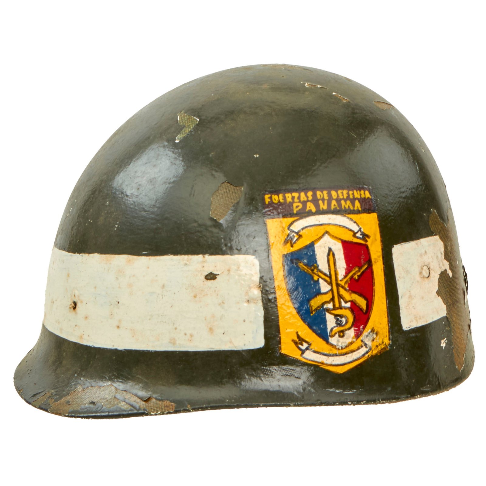 Buy Original U.S. Invasion of Panama Operation Just Cause Panamanian Defense Force Painted Hemet Liner - GI Bringback | Original Firearms Antique For Sale