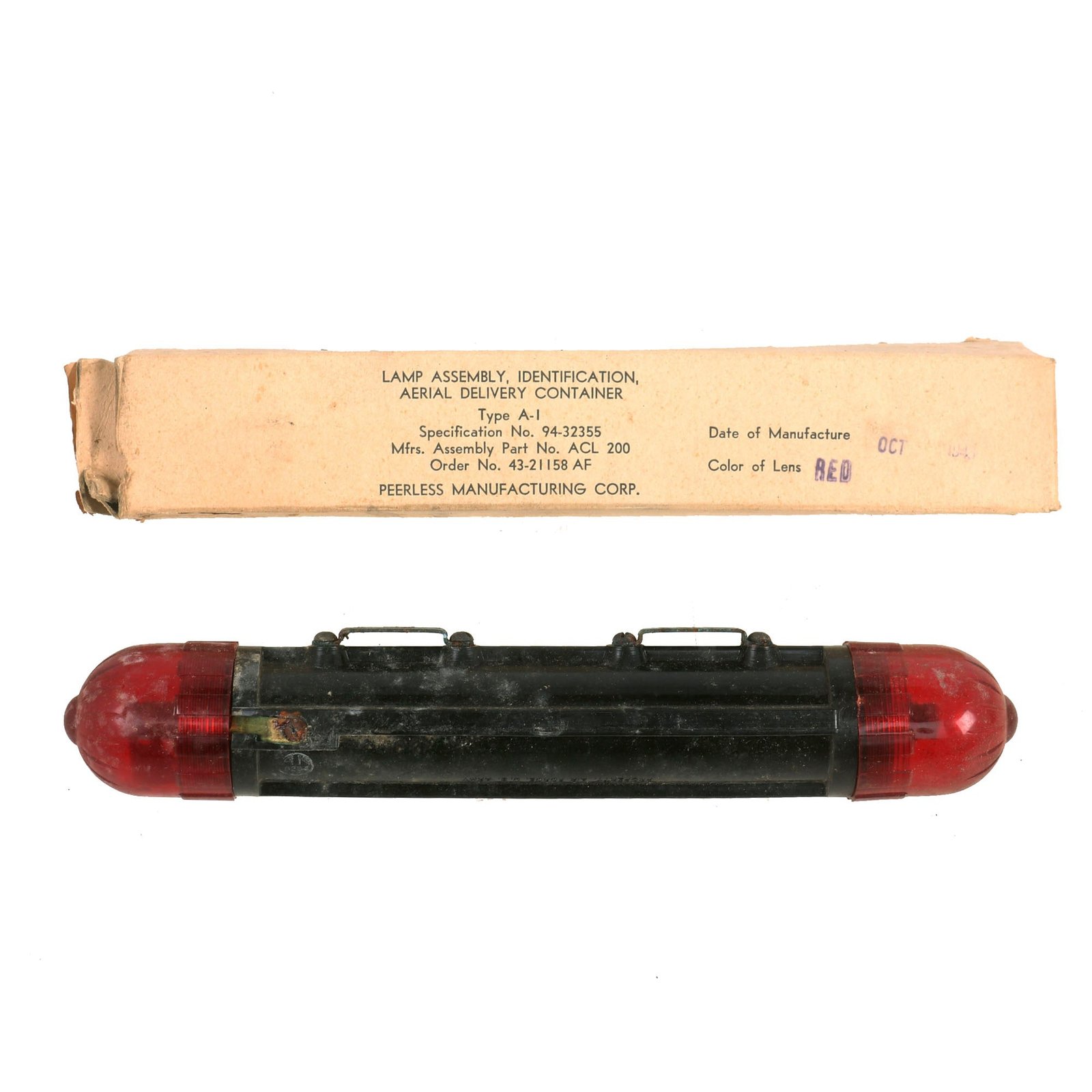 Buy Original U.S. WWII Airborne Aerial Delivery Beacon Lamp in Original Box by Peerless Mfg. Corp. | Original Firearms Antique For Sale