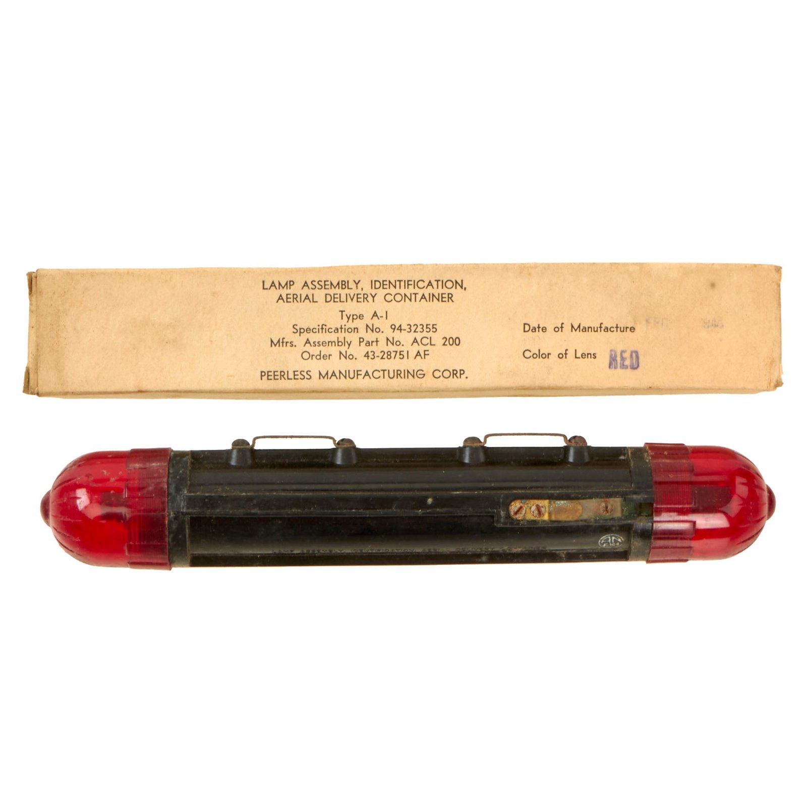 Buy Original U.S. WWII Airborne Aerial Delivery Beacon Lamp in Original Box by Peerless Mfg. Corp. | Original Firearms Antique For Sale
