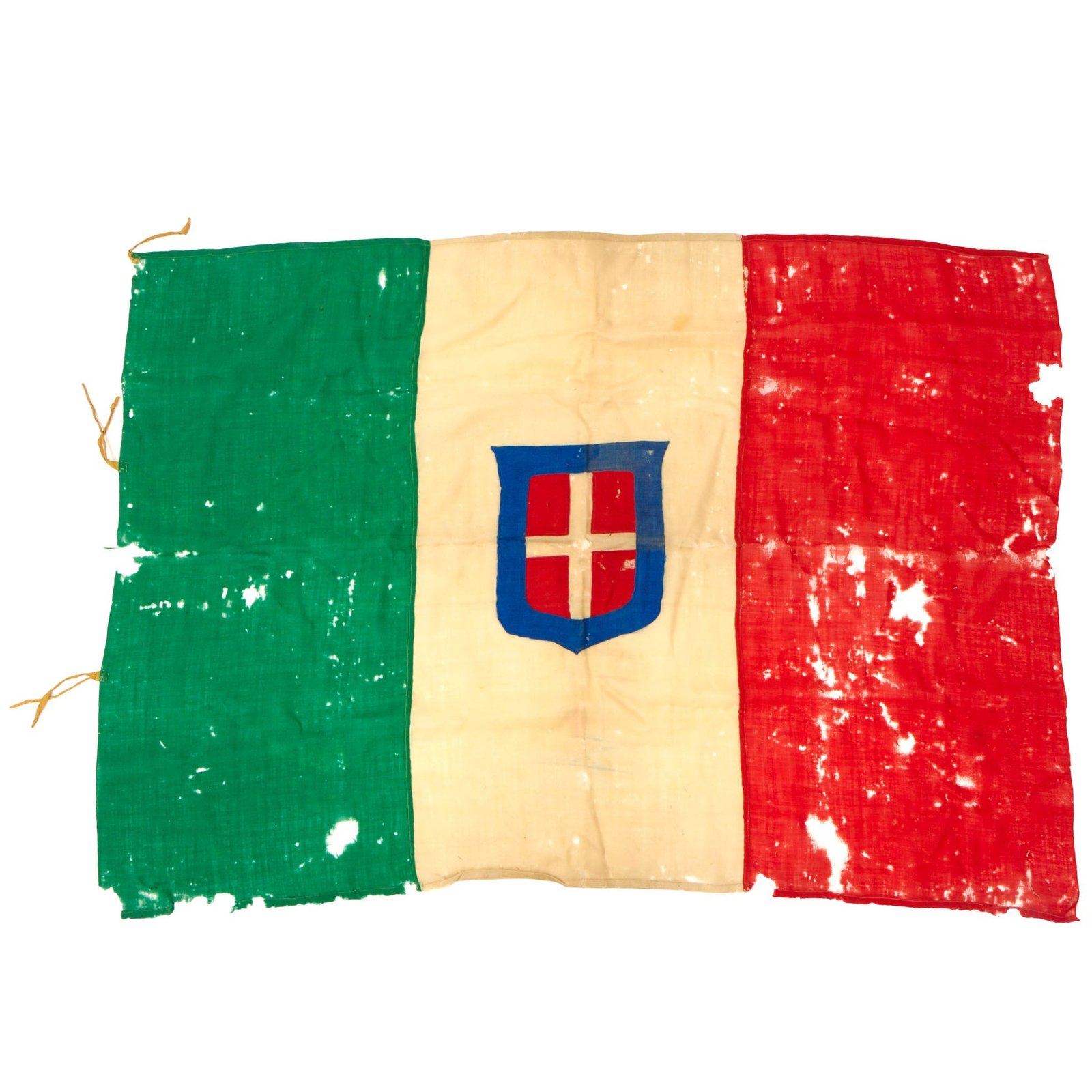 Buy Original Italian WWII Large Kingdom of Italy Flag With Savoy Coat of Arms - 39½ x 55” | Original Firearms Antique For Sale