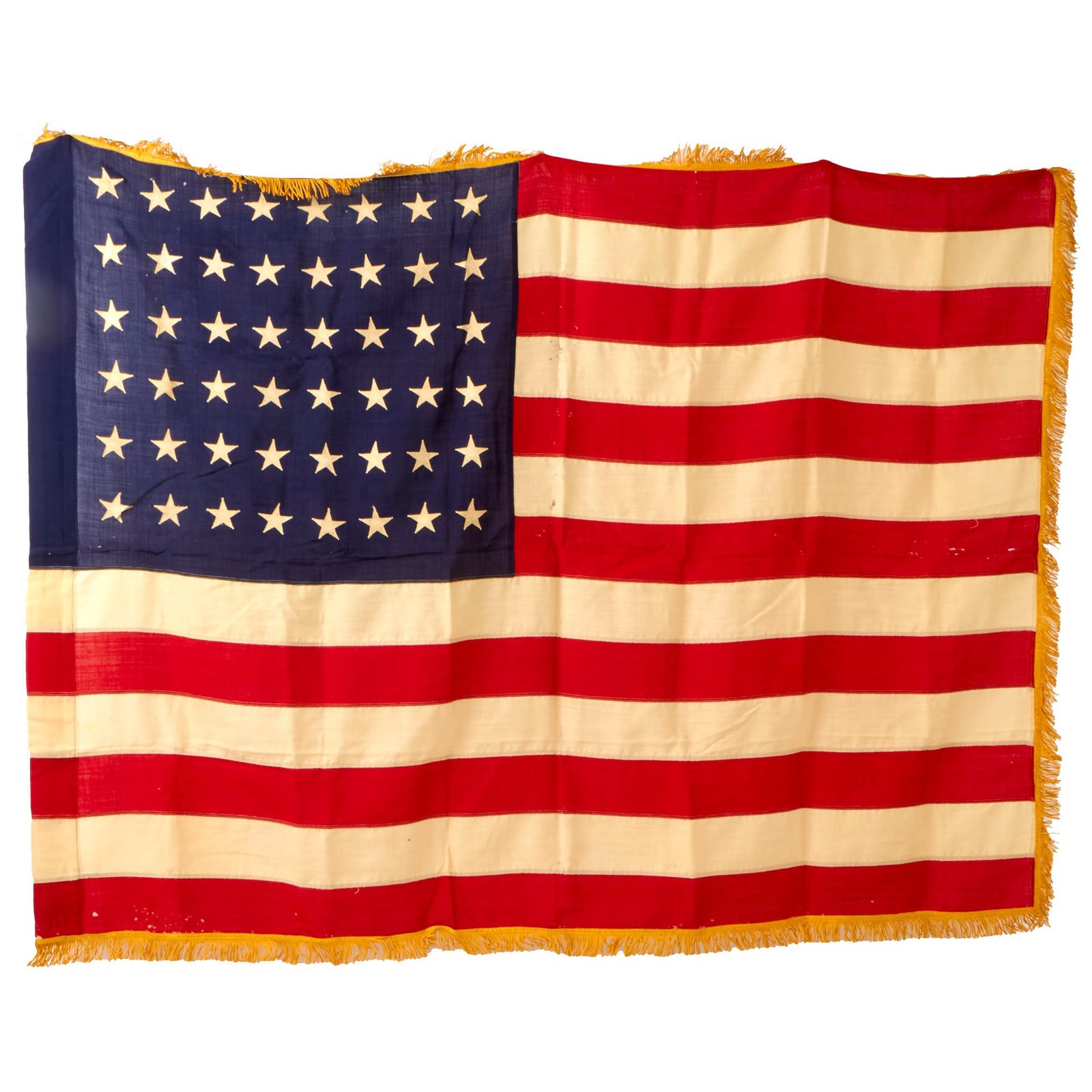 Buy Original U.S. WWII Ceremonial 48 Star Cotton Fringed National Flag - 53 x 68” | Original Firearms Antique For Sale