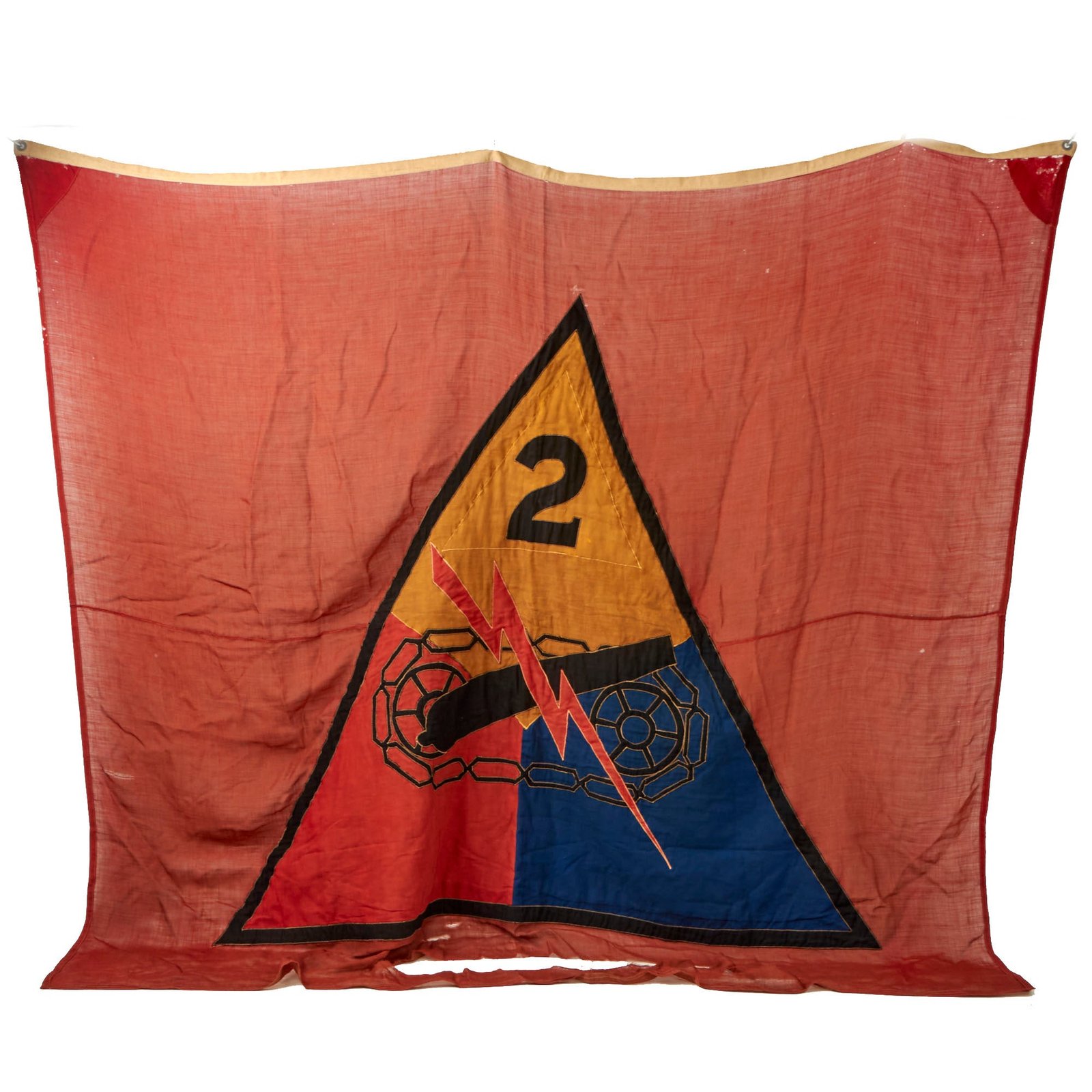 Buy Original U.S. WWII 2nd Armored Division “Hell on Wheels” Wool Multi-Piece Banner Flag by Sterling - 85” x 74” | Original Firearms Antique For Sale