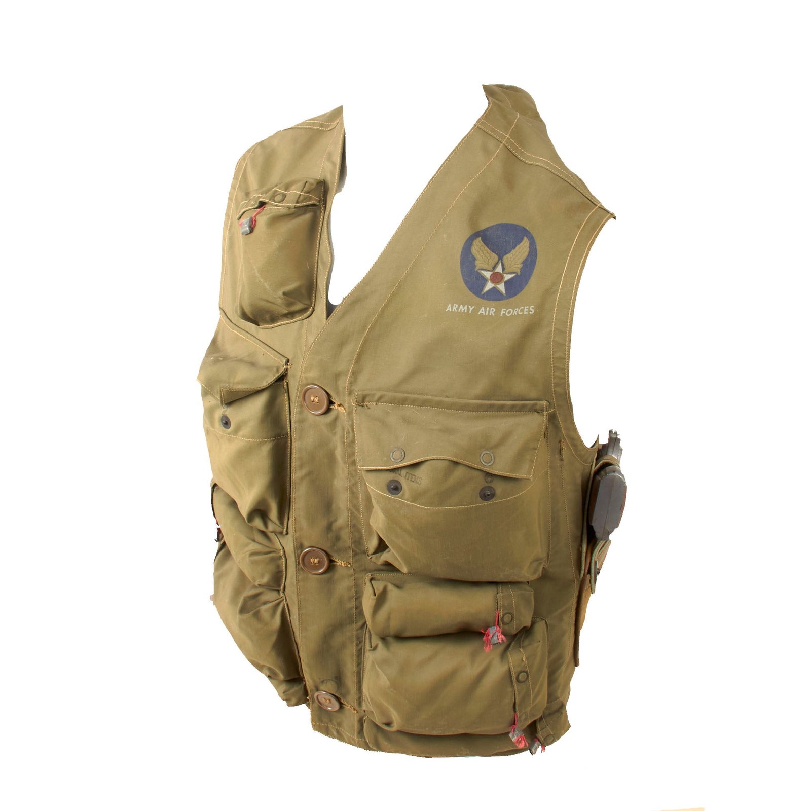 Original U.S. WWII USAAF Pilot Type C-1 Emergency Sustenance Vest Stuffed for Display with Display Plastic M1911