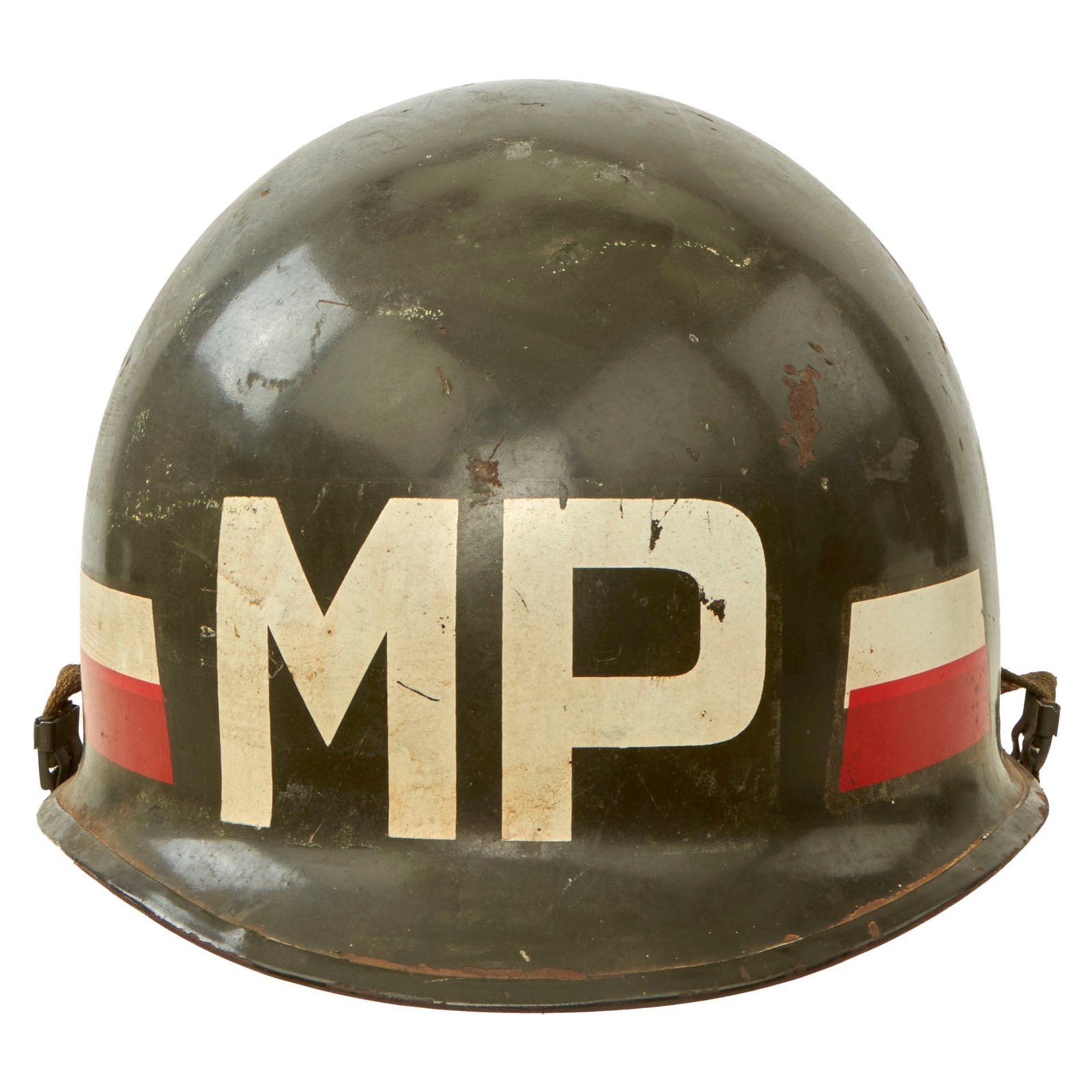 Buy Original U.S. Vietnam War 519th Military Police Battalion Ingersoll M1 Helmet with Liner and Chin Strap | Original Firearms Antique For Sale