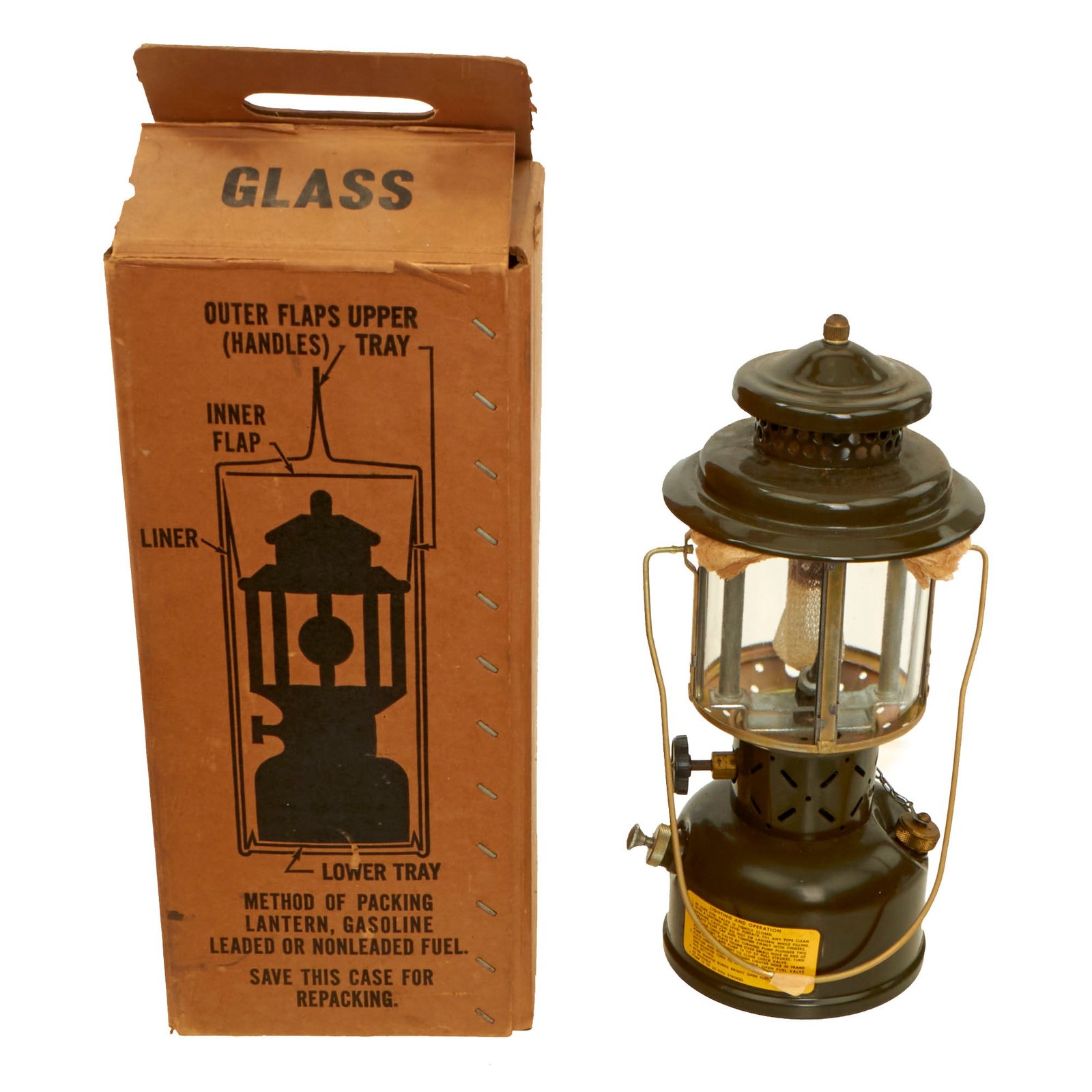 Buy Original U.S. Vietnam War 1963 Dated Coleman Gasoline Lantern in Original Box | Original Firearms Antique For Sale