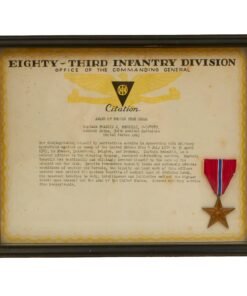 Buy Original U.S. WWII Framed 83rd Infantry Division Bronze Star & Citation Certificate Named to Captain Francis J. Renzulli, 308th Medical Battalion - 9¼ x 11¼” | Original Firearms Antique For Sale