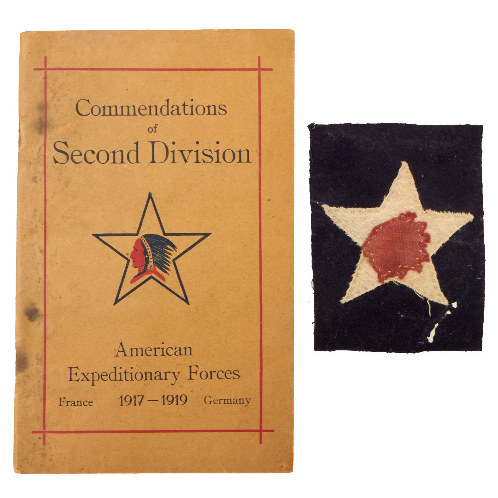 Buy Original U.S. WWI USMC 5th Marines Headquarters Company Uniform Insignia Patch with Commendations of 2nd Division Booklet - 2nd Division | Original Firearms Antique For Sale