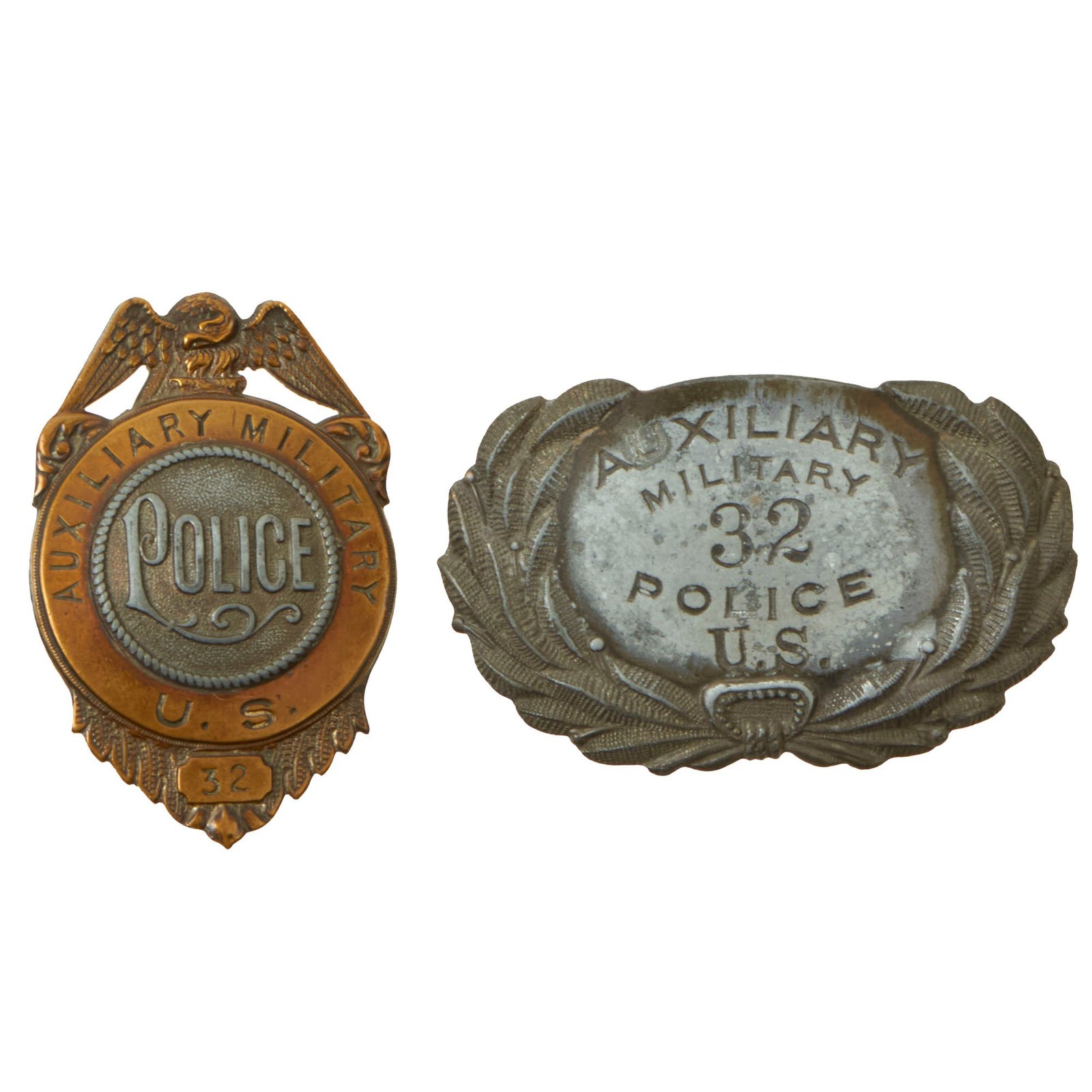 Buy Original U.S Pre-WWI Rare US Army Auxiliary Military Police Badge & Cap Insignia | Original Firearms Antique For Sale