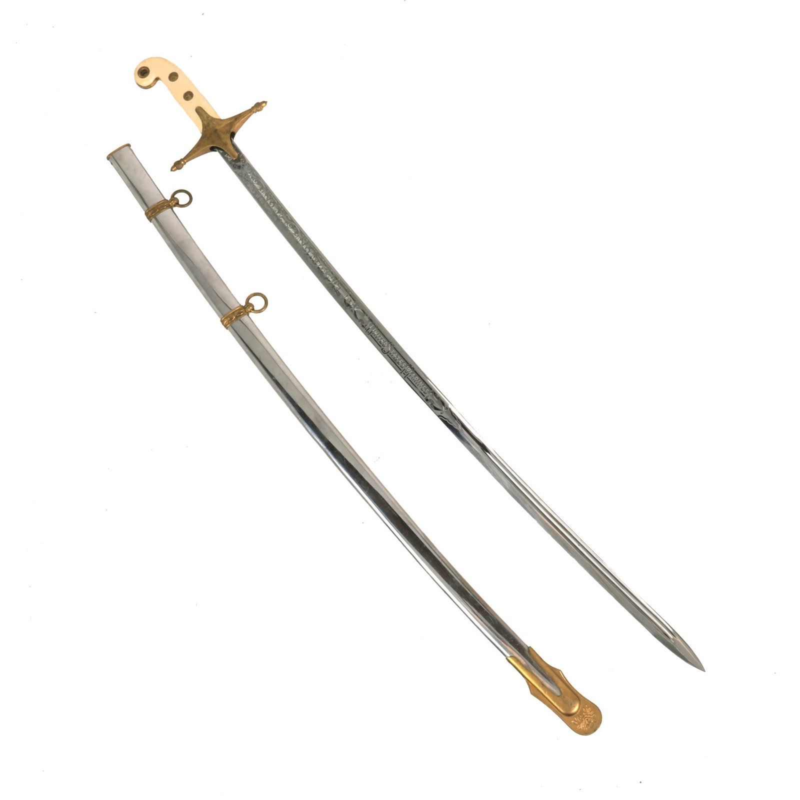 Buy Original Vietnam War Era U.S. Marine Corps Officer's Mameluke Sword by N. S. Meyer with Scabbard - Named N. A. McEachern | Original Firearms Antique For Sale